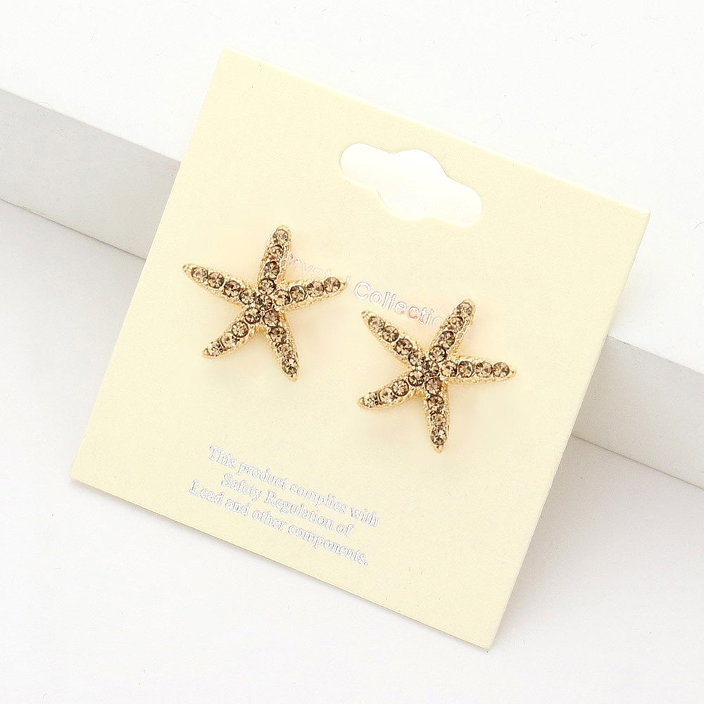 Crystal Starfish Stud Earrings