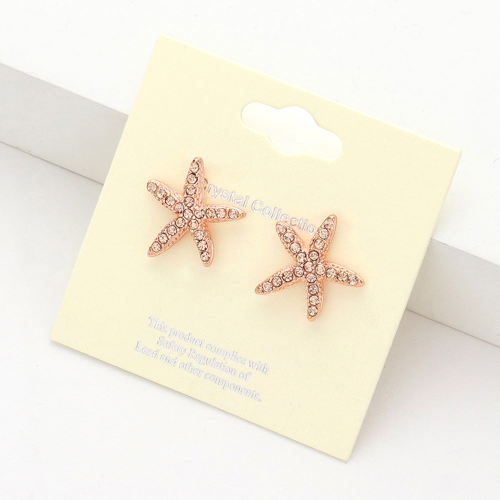 Crystal Starfish Stud Earrings
