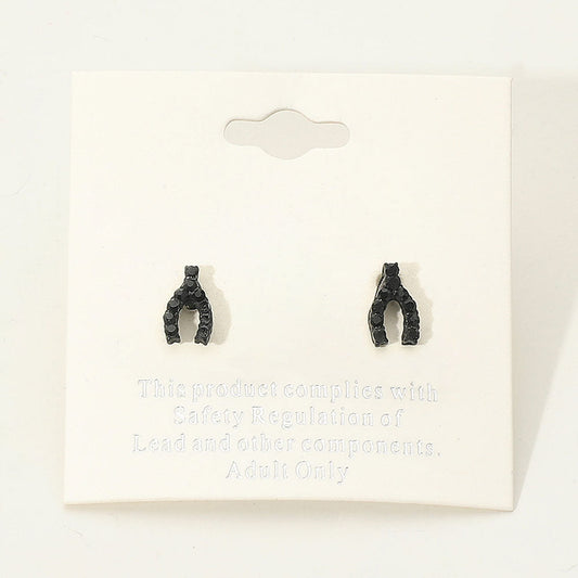 Crystal Wishbone Stud Earrings