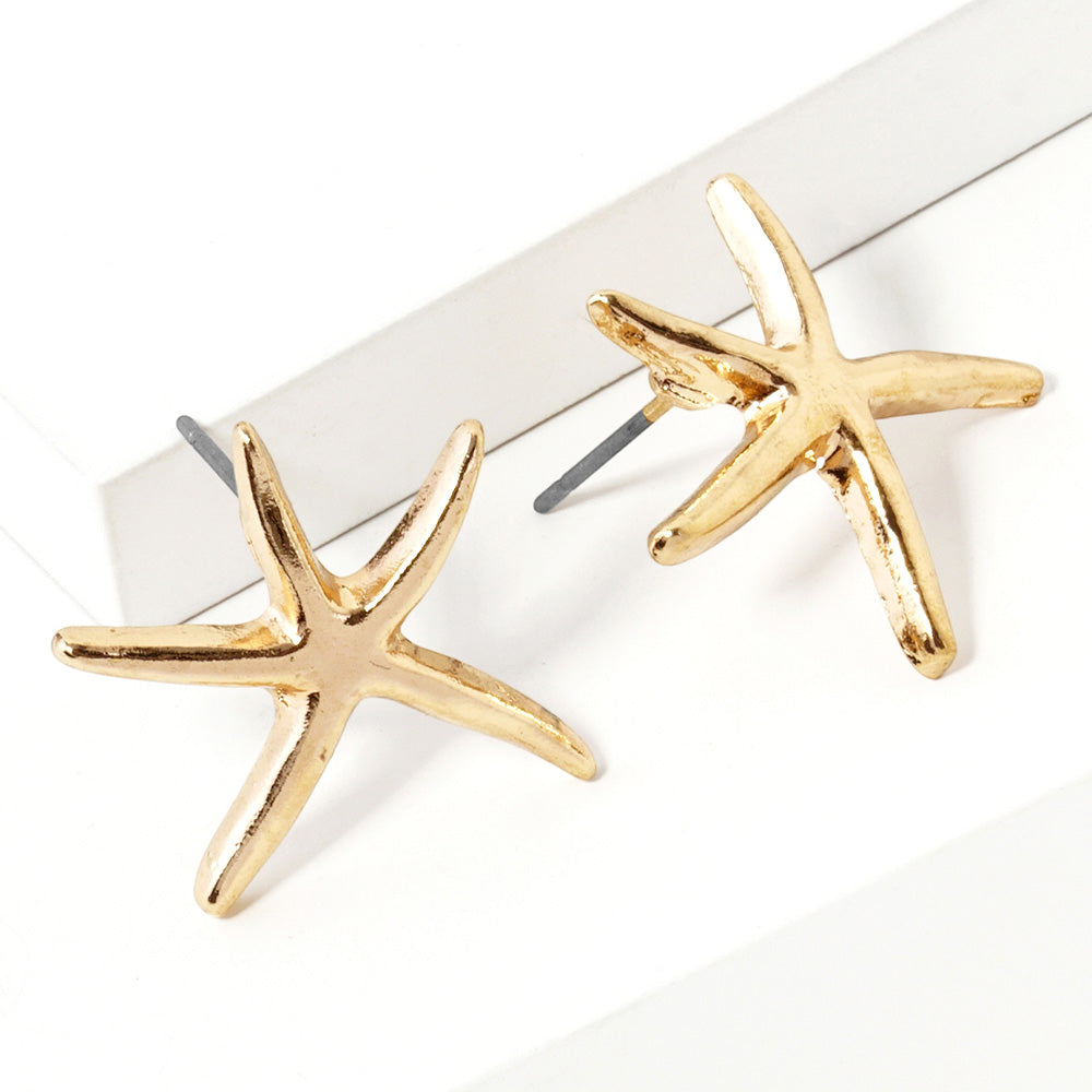 Metal Starfish Stud Earrings