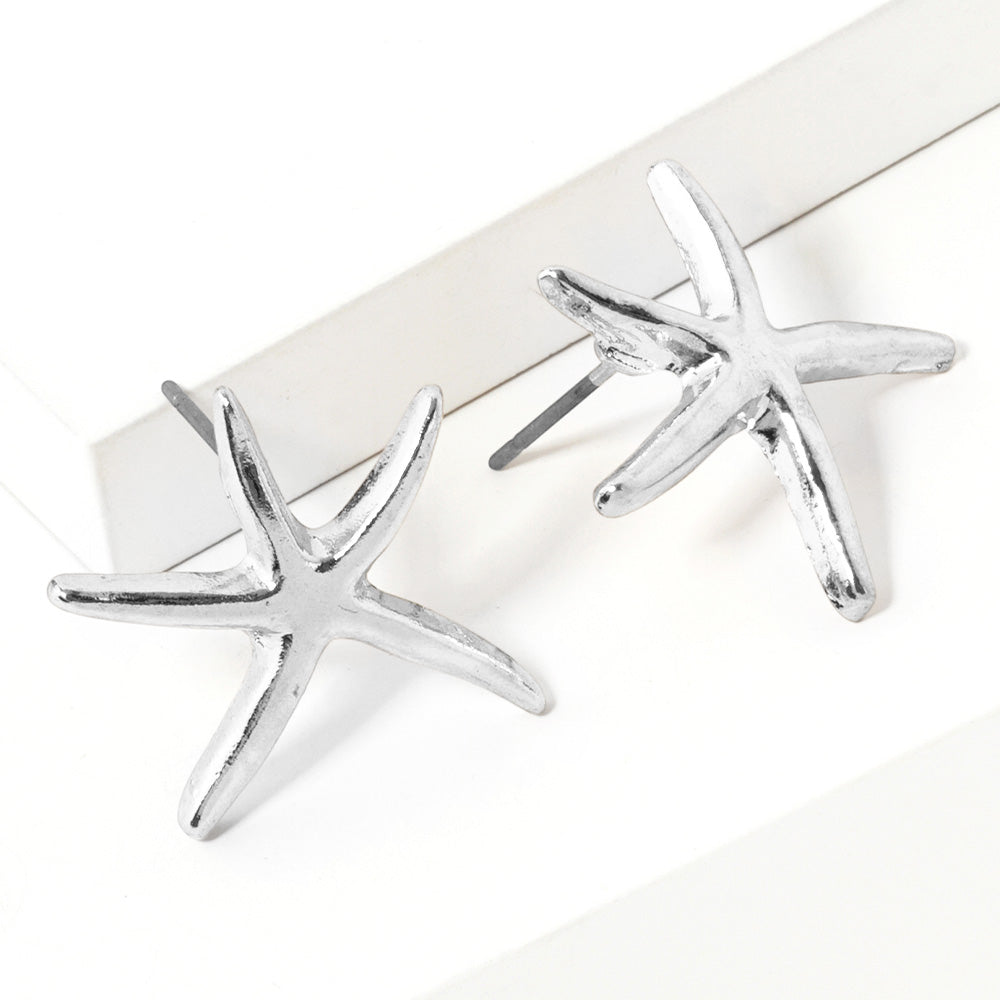 Metal Starfish Stud Earrings