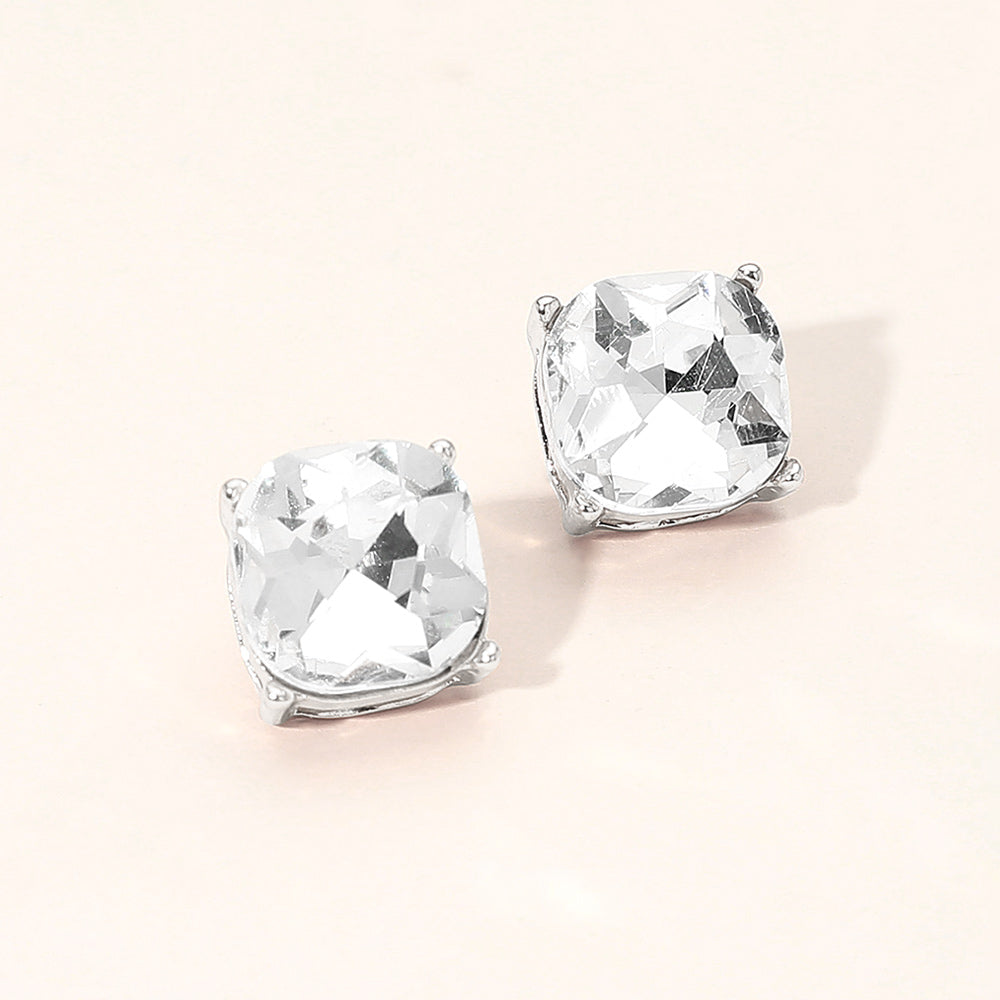 Square Cushion Stud Earrings