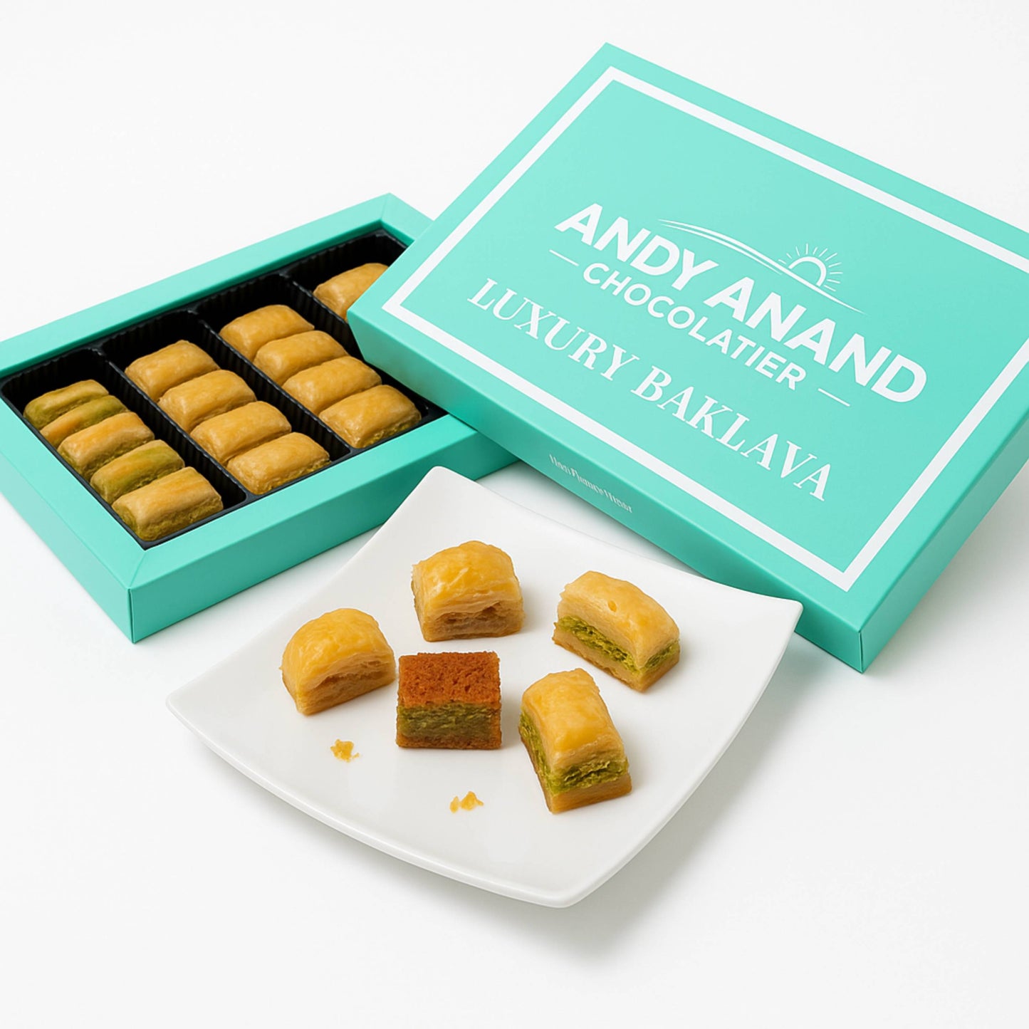 Andy Anand Sugar-Free Turkish Baklava, 26 pc, 8.8 oz – Pistachio, Walnut & Hazelnut, Flaky Phyllo, Diabetic-Friendly Birthday Gift Box