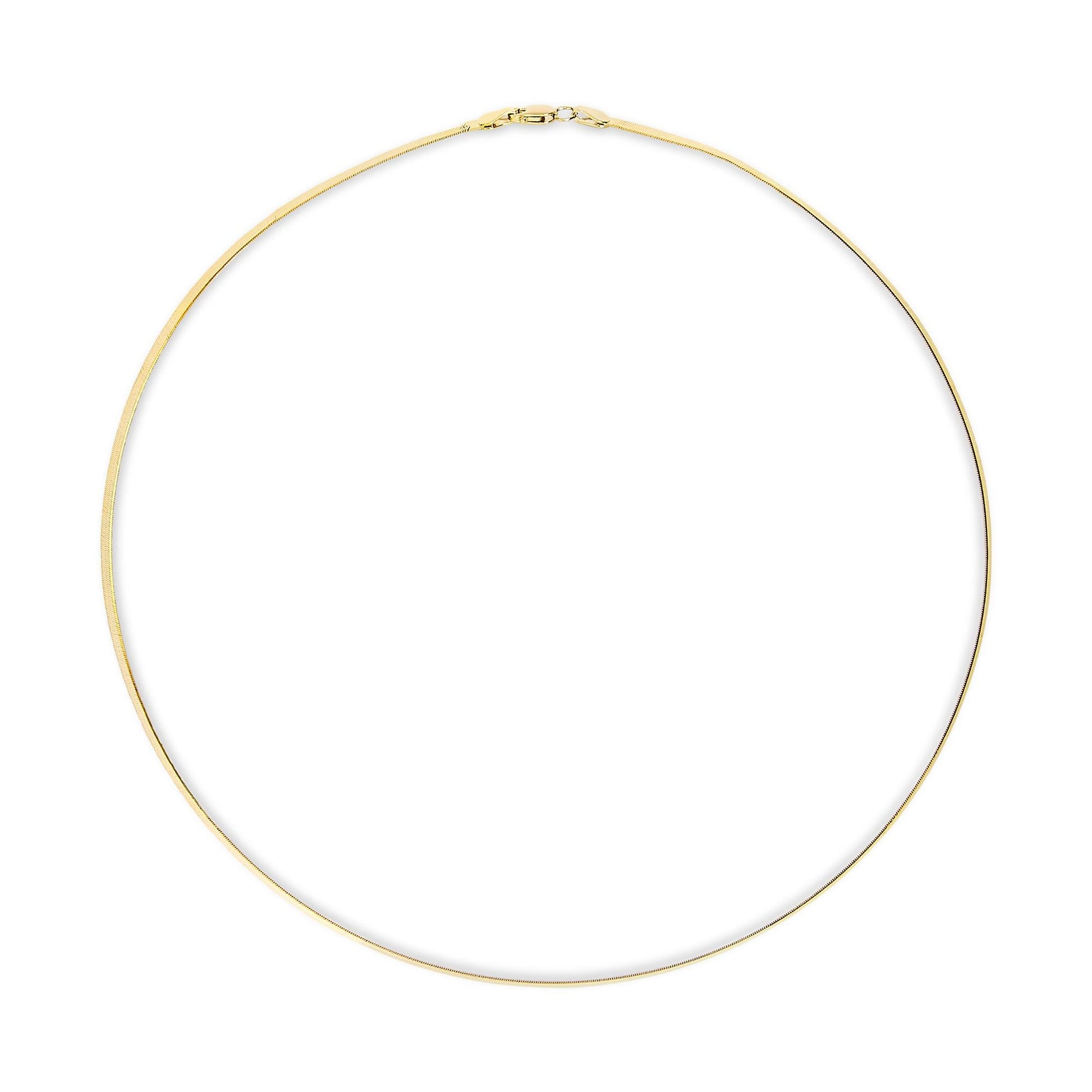 Unisex Solid 14K Gold 2.8mm Imperial Herringbone Chain Necklace-3