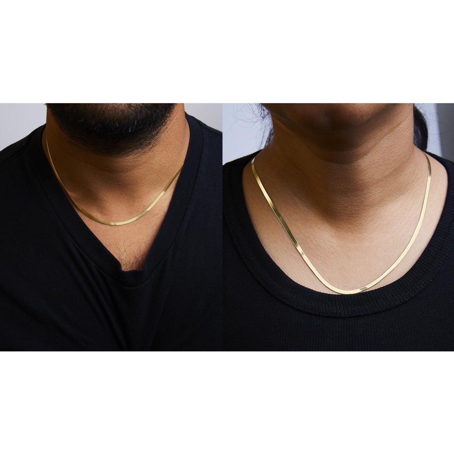 Unisex Solid 14K Gold 2.8mm Imperial Herringbone Chain Necklace-2