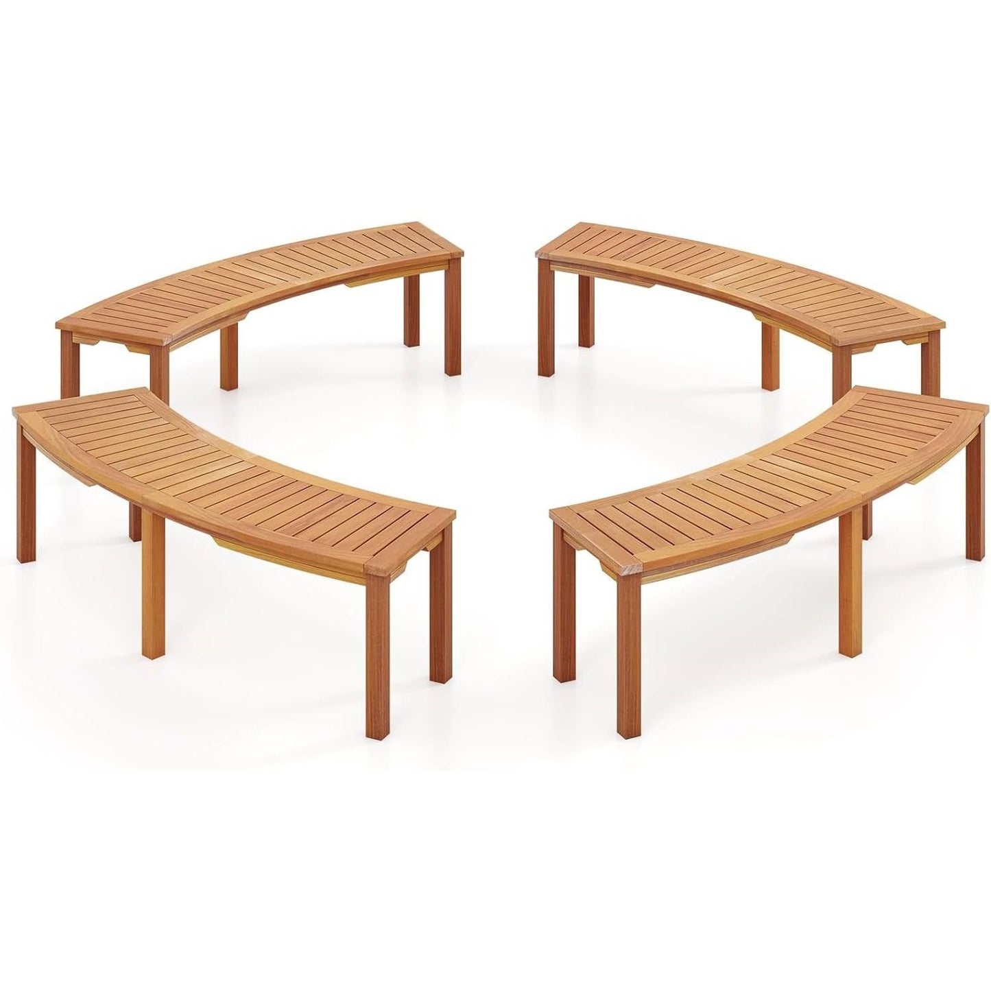 Set of 4 - Outdoor Curved Backless Garden Bench - Around Tree Table or Fire Pit-0