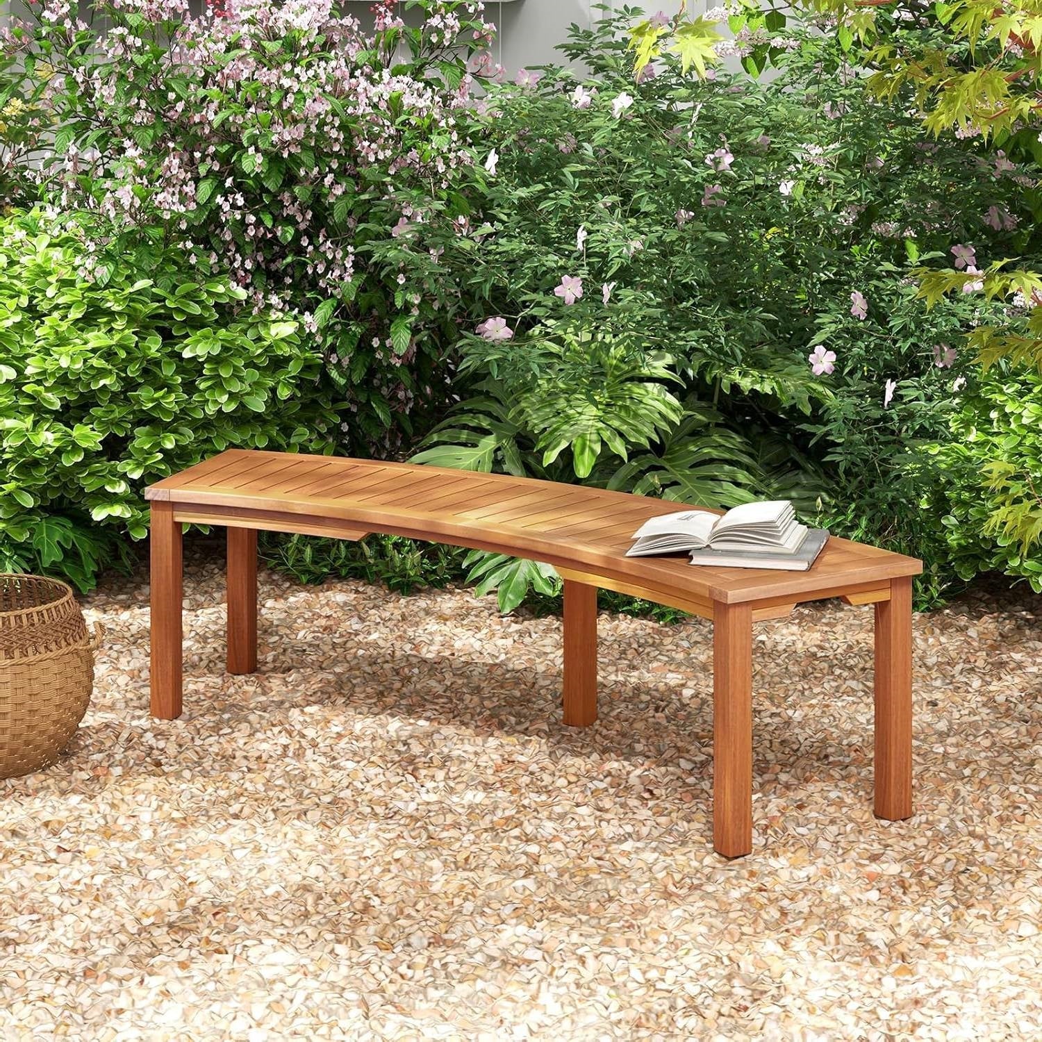 Set of 4 - Outdoor Curved Backless Garden Bench - Around Tree Table or Fire Pit-3