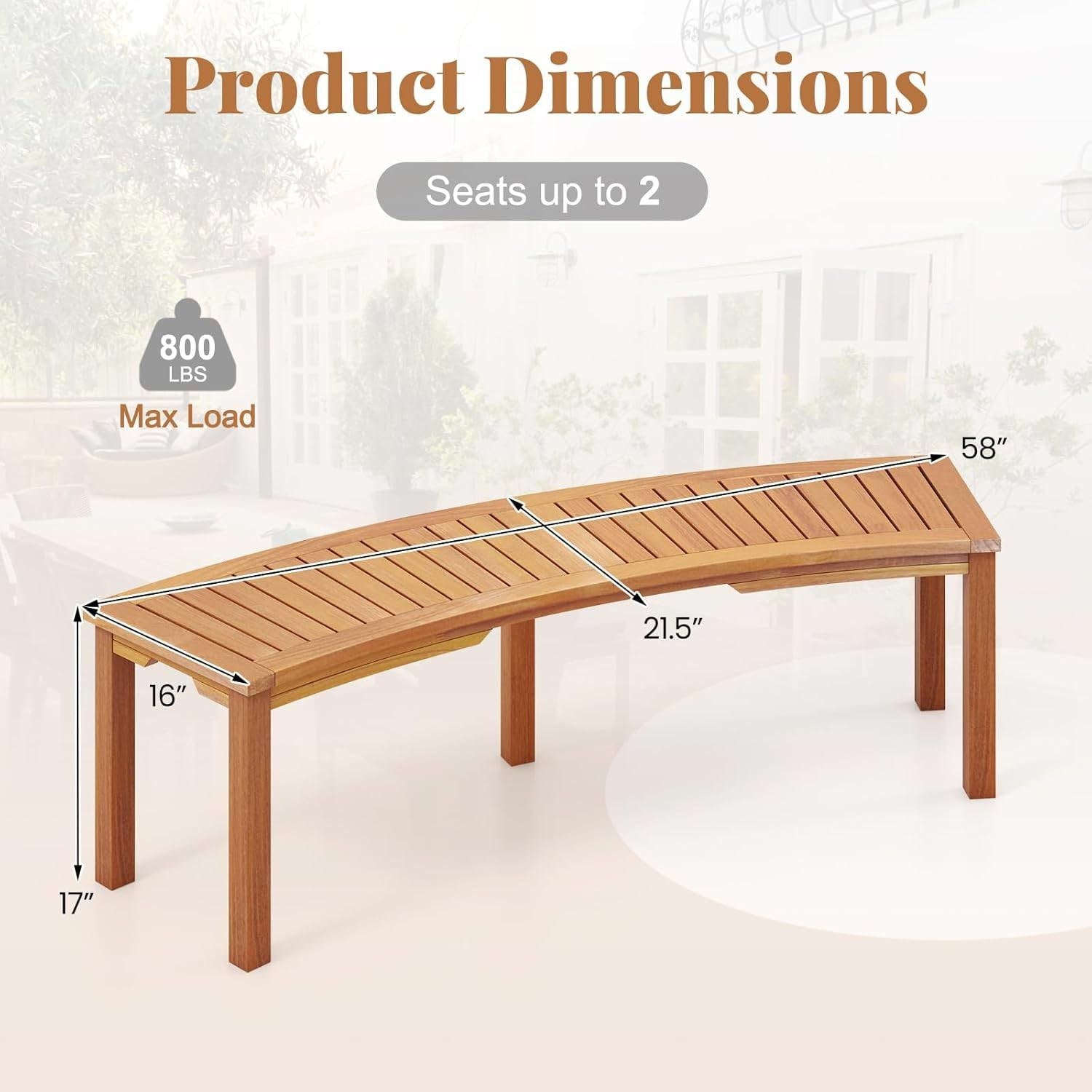 Set of 4 - Outdoor Curved Backless Garden Bench - Around Tree Table or Fire Pit-4