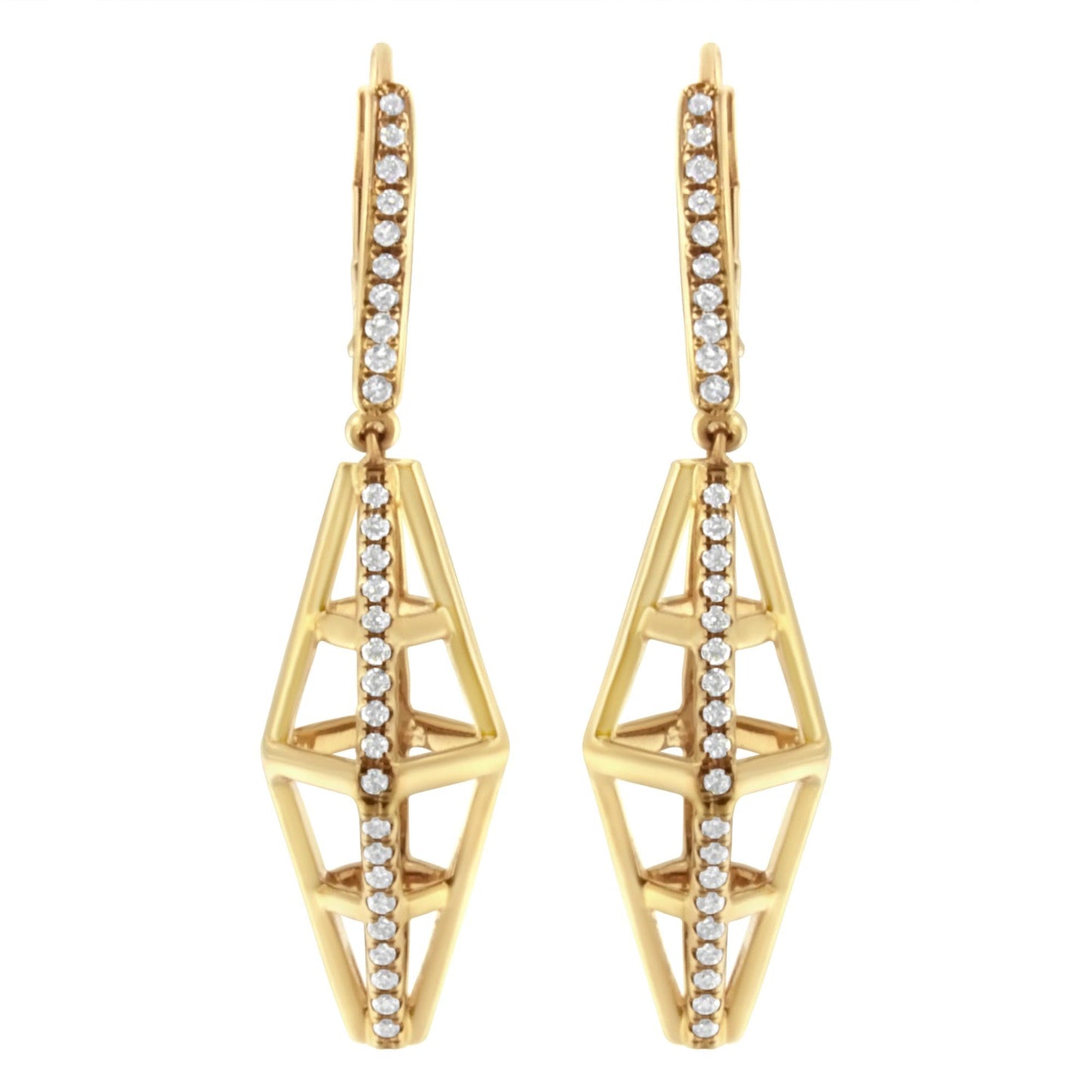 14K Yellow Gold 5/8 Cttw Diamond Geometrical Pillar Drop and Dangle Earrings (G-H Color, SI1-SI2 Clarity)-0