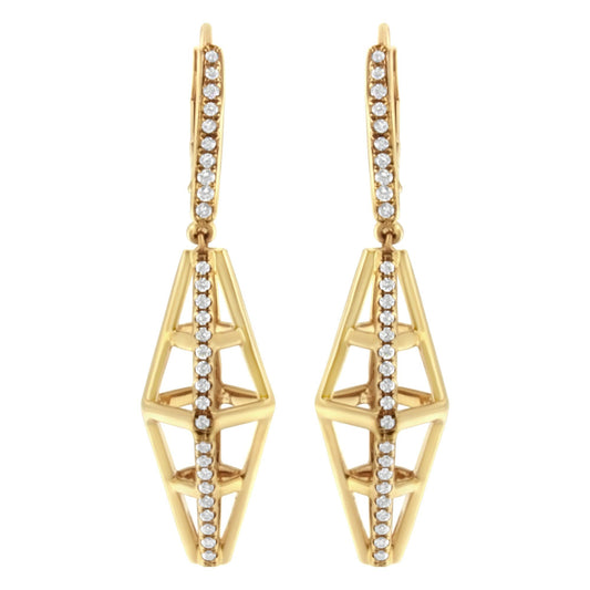 14K Yellow Gold 5/8 Cttw Diamond Geometrical Pillar Drop and Dangle Earrings (G-H Color, SI1-SI2 Clarity)-0
