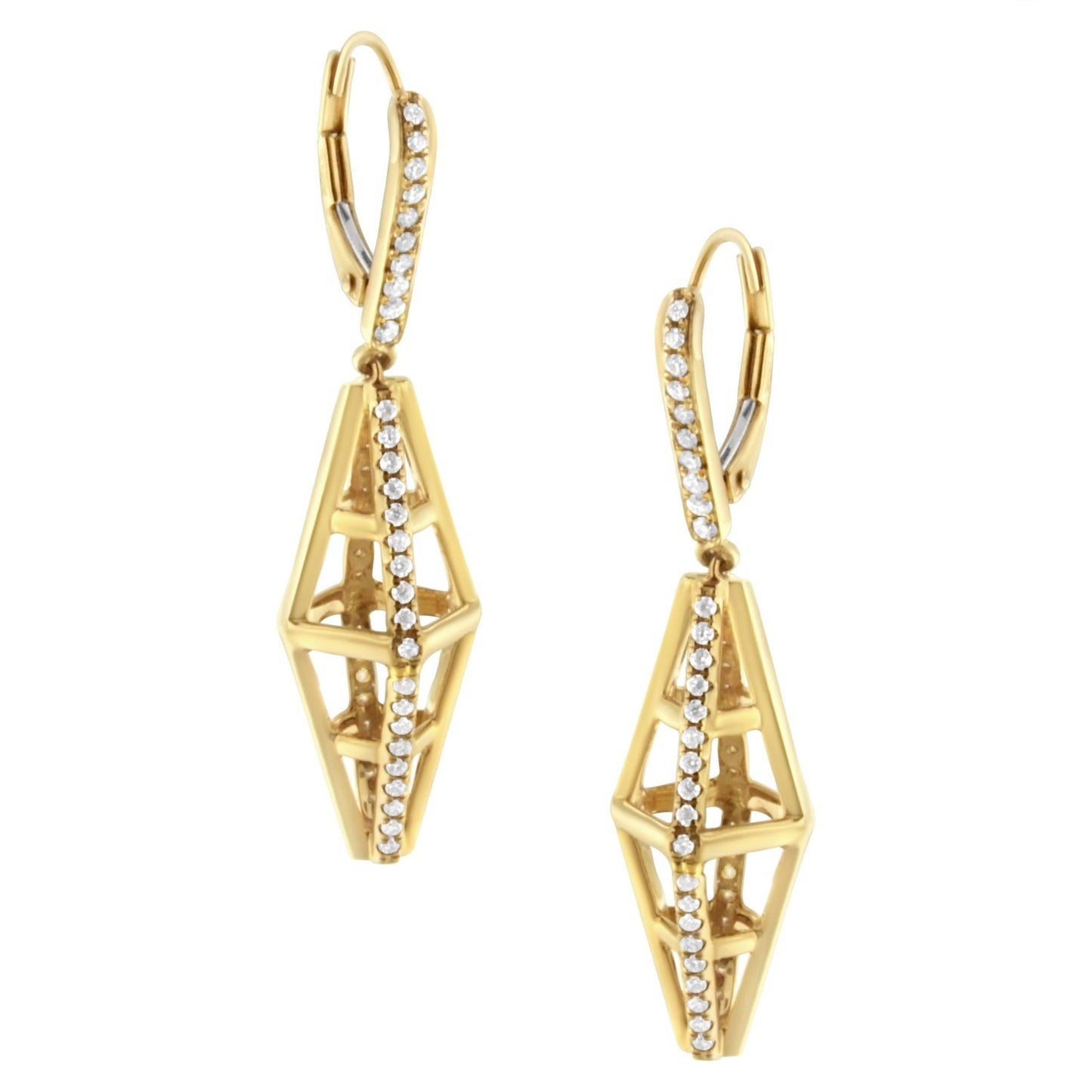 14K Yellow Gold 5/8 Cttw Diamond Geometrical Pillar Drop and Dangle Earrings (G-H Color, SI1-SI2 Clarity)-1