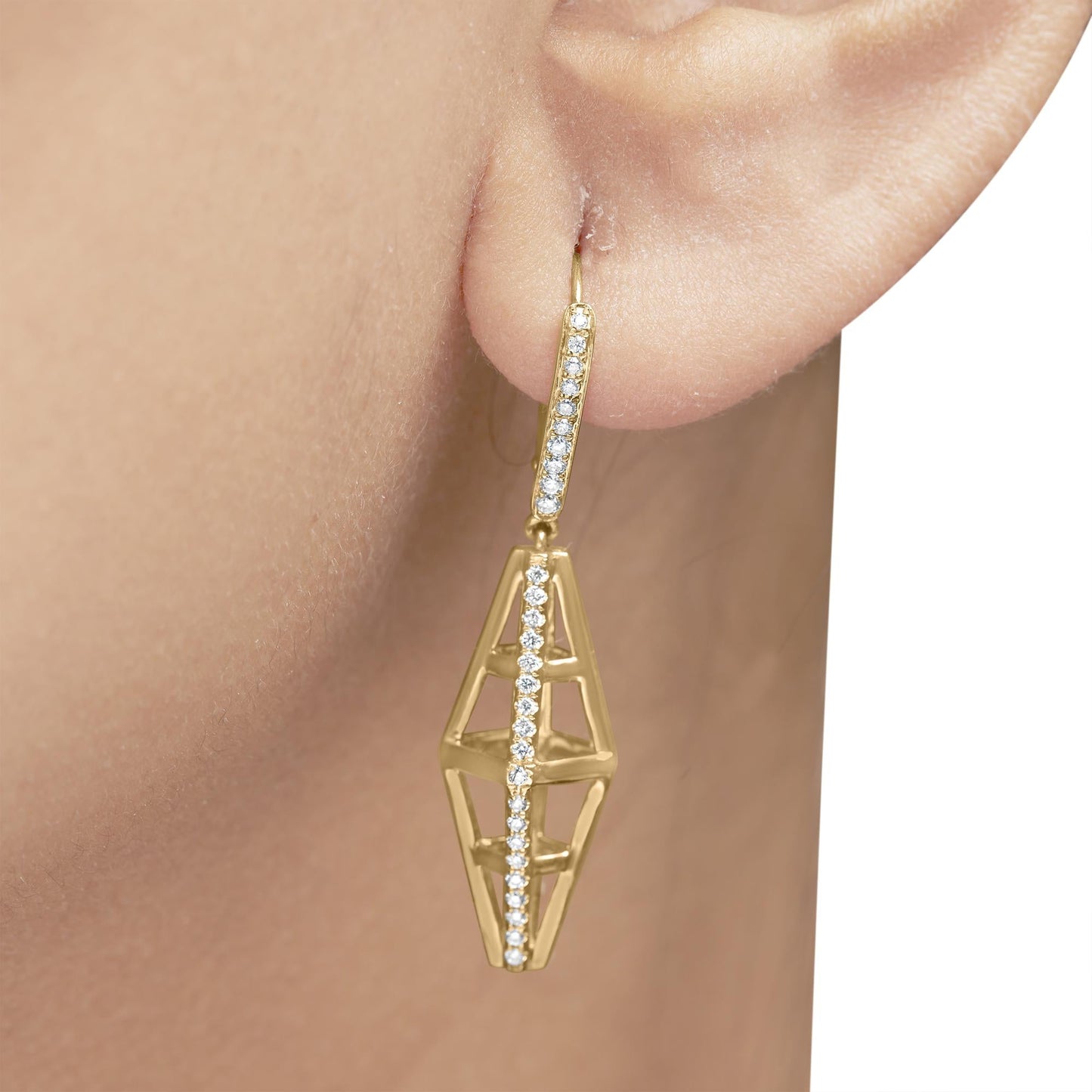 14K Yellow Gold 5/8 Cttw Diamond Geometrical Pillar Drop and Dangle Earrings (G-H Color, SI1-SI2 Clarity)-2