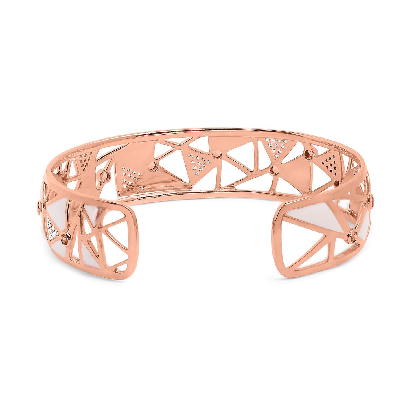 14K Rose Gold 5/8 Cttw Diamond with Pink Tourmaline Open Cuff Bangle with White Enamel (G-H Color, SI1-SI2 Clarity) - 7"-3