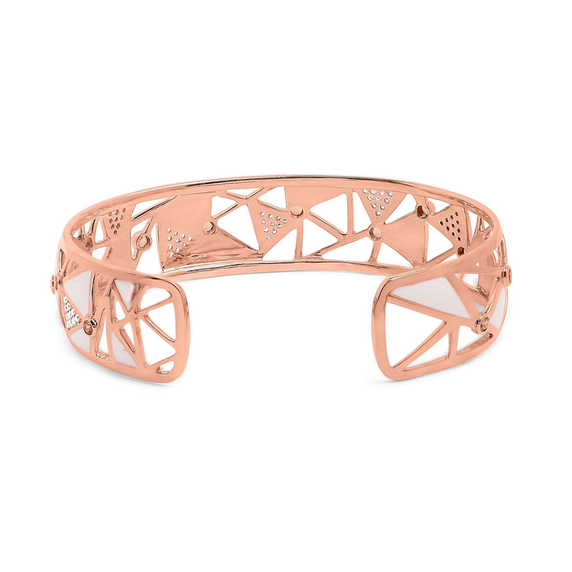 14K Rose Gold 5/8 Cttw Diamond with Pink Tourmaline Open Cuff Bangle with White Enamel (G-H Color, SI1-SI2 Clarity) - 7"-3