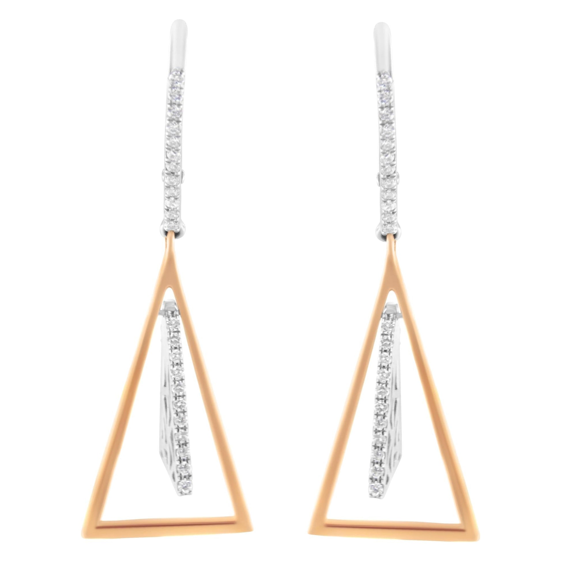 14K Rose and White Gold 3/8 Cttw Diamond Windchime Drop and Dangle Earring (G-H Color, SI1-SI2 Clarity)-0
