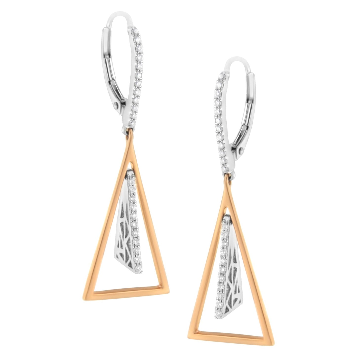 14K Rose and White Gold 3/8 Cttw Diamond Windchime Drop and Dangle Earring (G-H Color, SI1-SI2 Clarity)-1