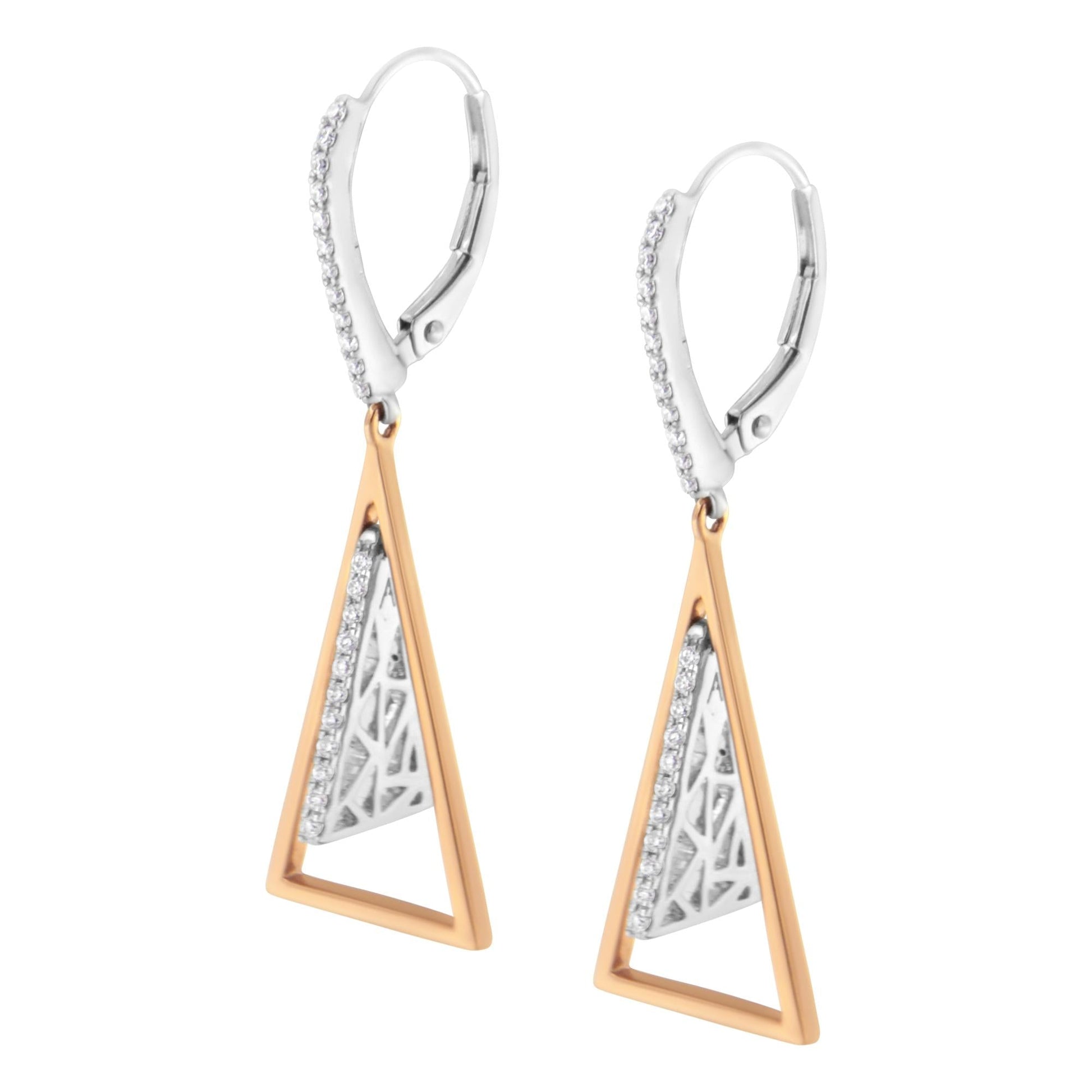 14K Rose and White Gold 3/8 Cttw Diamond Windchime Drop and Dangle Earring (G-H Color, SI1-SI2 Clarity)-3