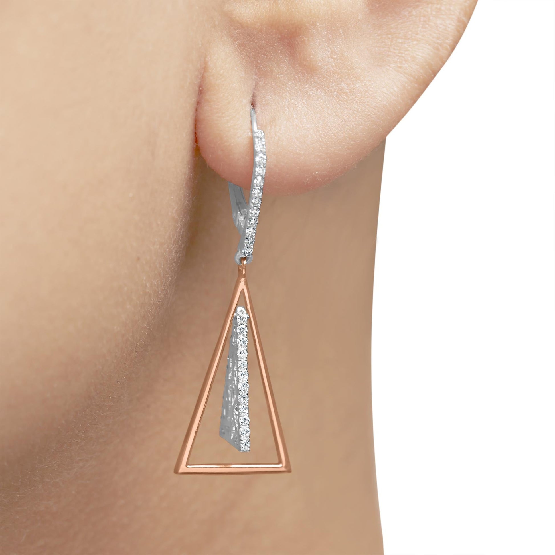 14K Rose and White Gold 3/8 Cttw Diamond Windchime Drop and Dangle Earring (G-H Color, SI1-SI2 Clarity)-2