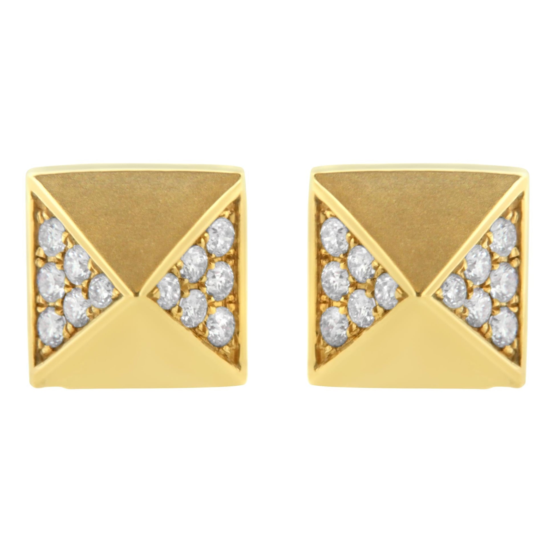 14K Yellow Gold 1/4 Cttw Diamond Pyramid Stud Earring (G-H Color, SI1-SI2 Clarity)-0