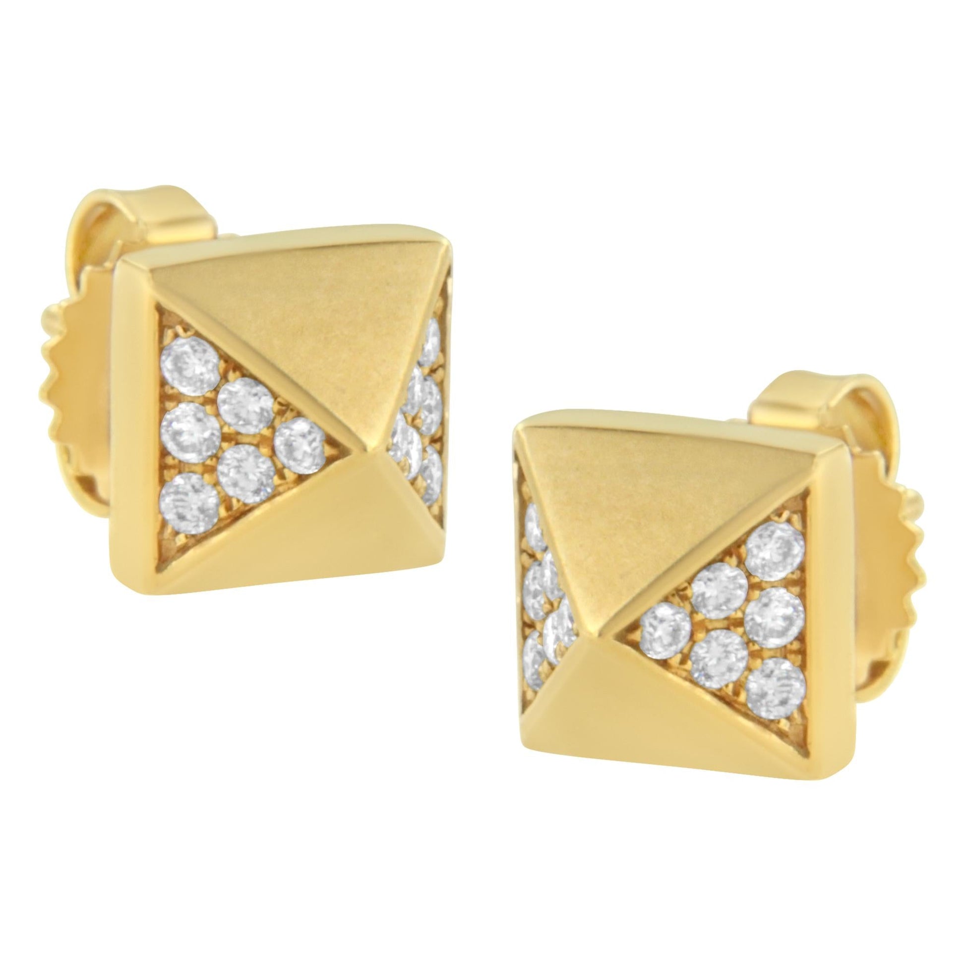 14K Yellow Gold 1/4 Cttw Diamond Pyramid Stud Earring (G-H Color, SI1-SI2 Clarity)-3