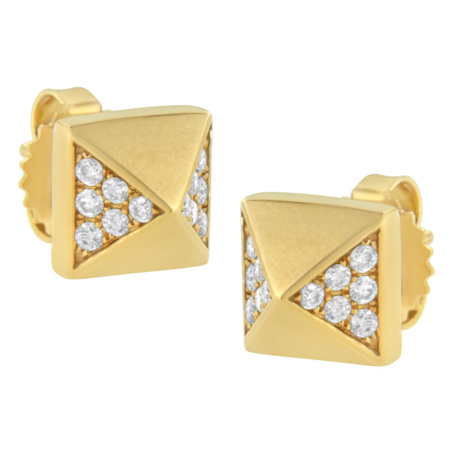 14K Yellow Gold 1/4 Cttw Diamond Pyramid Stud Earring (G-H Color, SI1-SI2 Clarity)-3