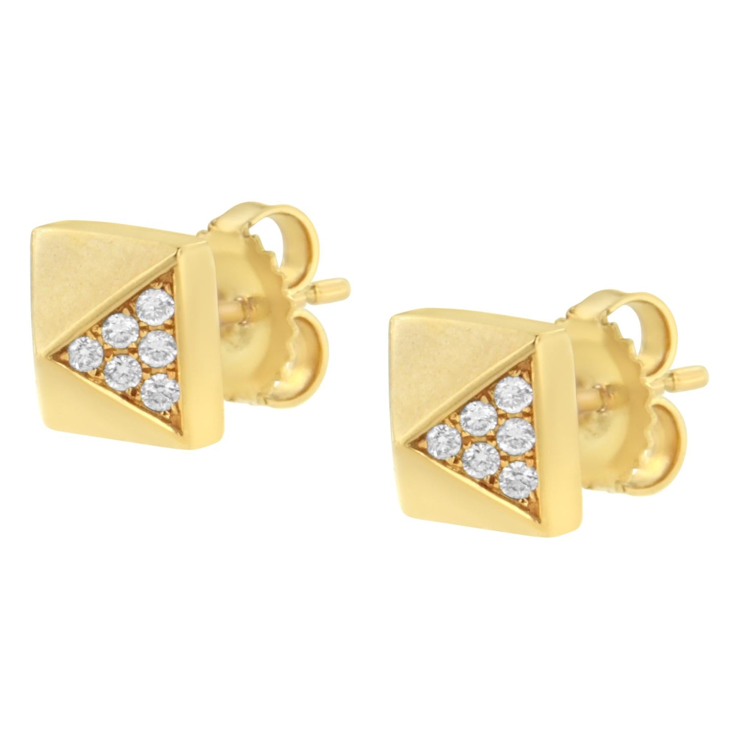 14K Yellow Gold 1/4 Cttw Diamond Pyramid Stud Earring (G-H Color, SI1-SI2 Clarity)-4