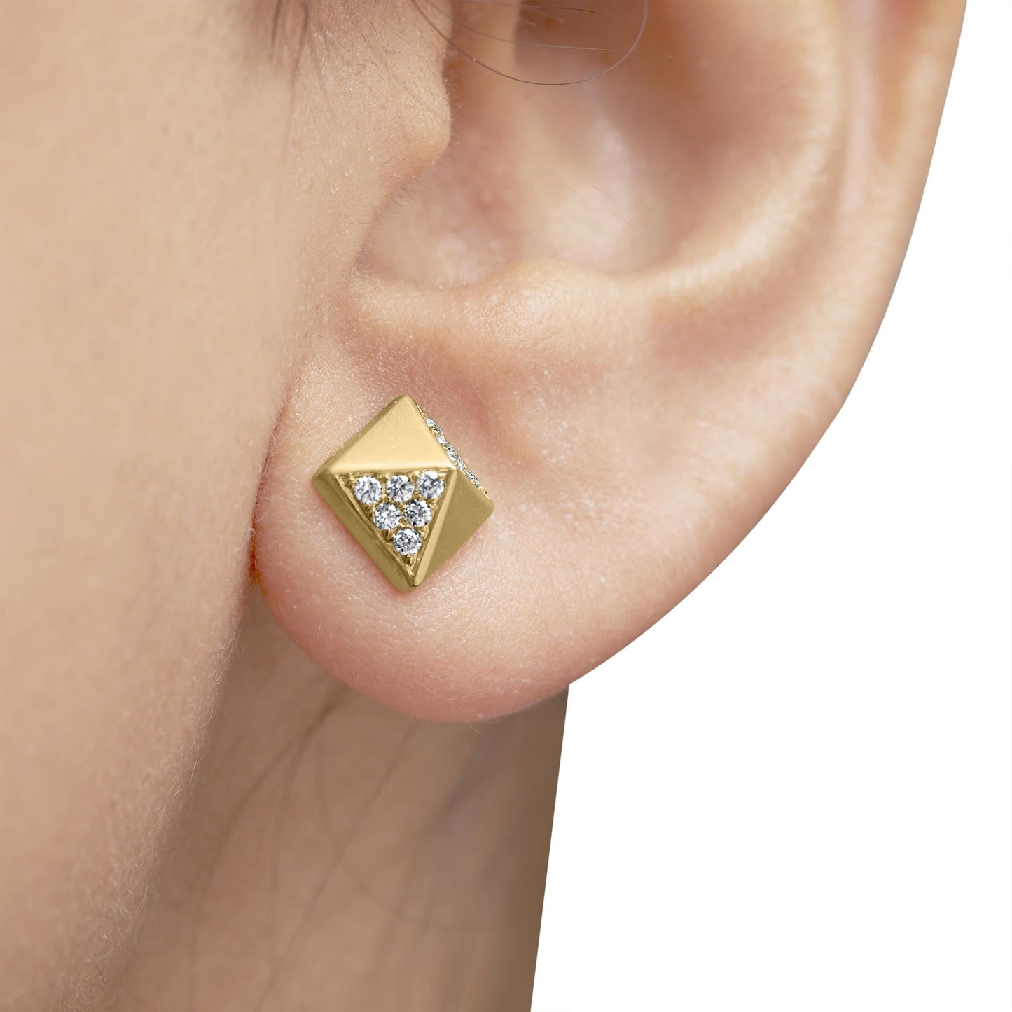 14K Yellow Gold 1/4 Cttw Diamond Pyramid Stud Earring (G-H Color, SI1-SI2 Clarity)-2