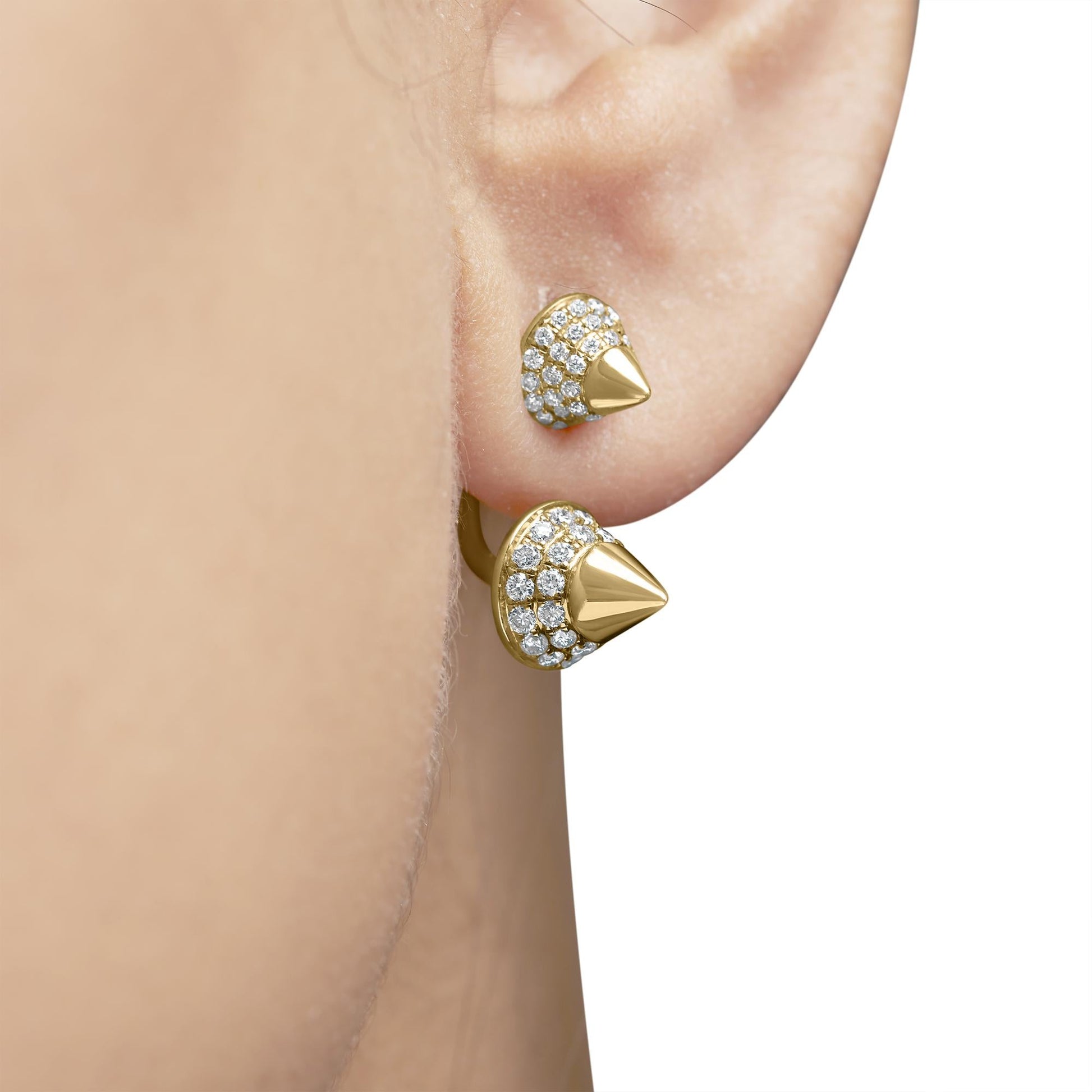 14K Rose Gold 1.00 Cttw Diamond Double Cone Jacket Stud Earring (G-H Color, SI1-SI2 Clarity)-2