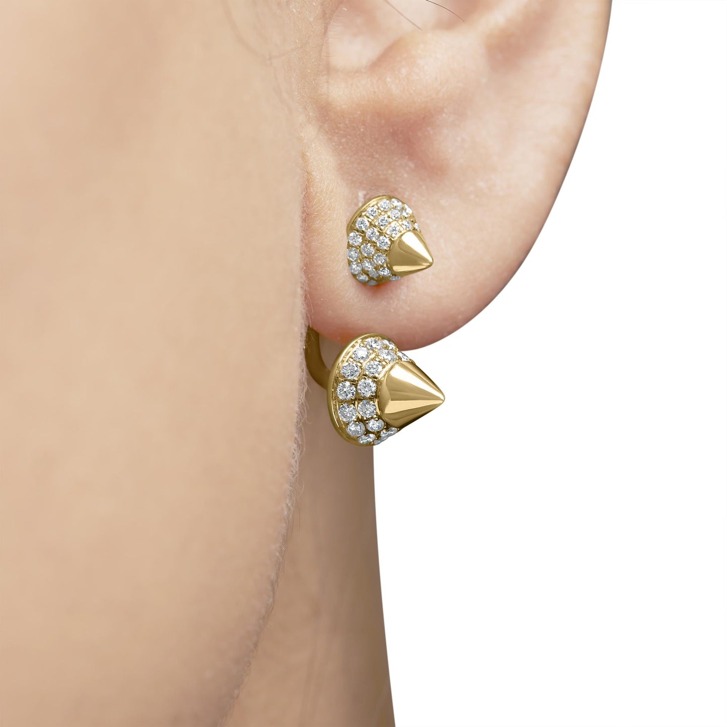14K Rose Gold 1.00 Cttw Diamond Double Cone Jacket Stud Earring (G-H Color, SI1-SI2 Clarity)-2