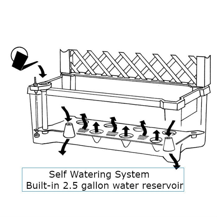 Indoor/Outdoor Grey Polypropylene Self Watering Planter with Trellis on Wheels-1