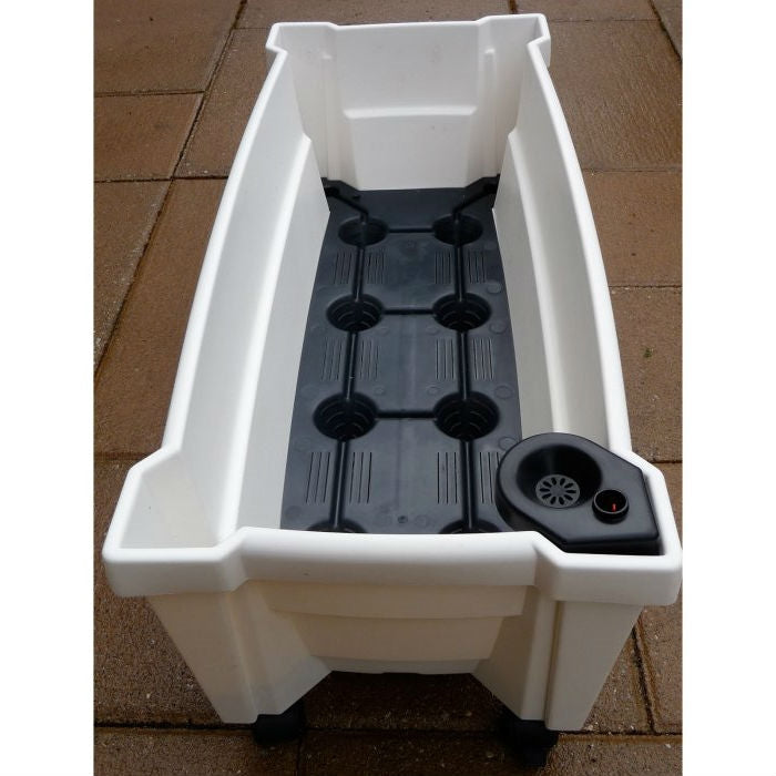 Indoor/Outdoor Grey Polypropylene Self Watering Planter with Trellis on Wheels-2