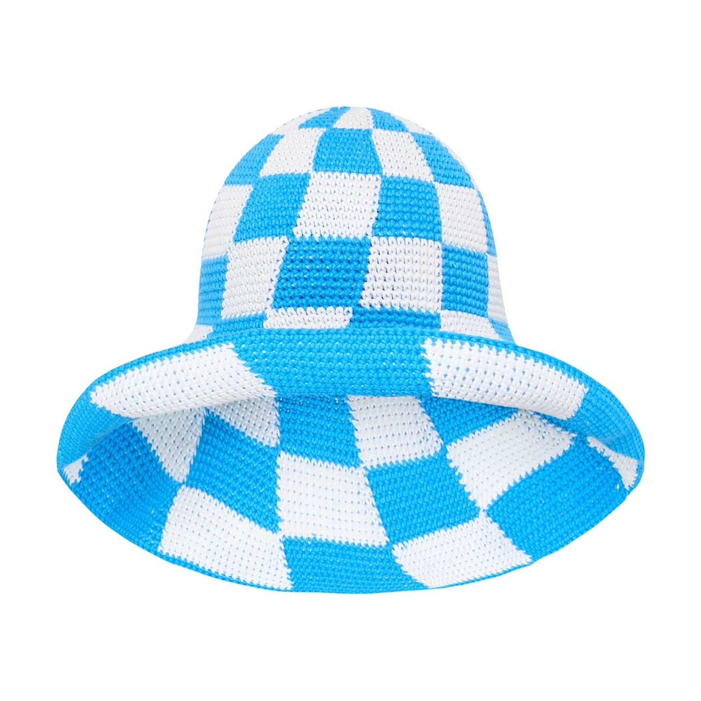 The Shilo Checkered Crochet Hat In Green & White