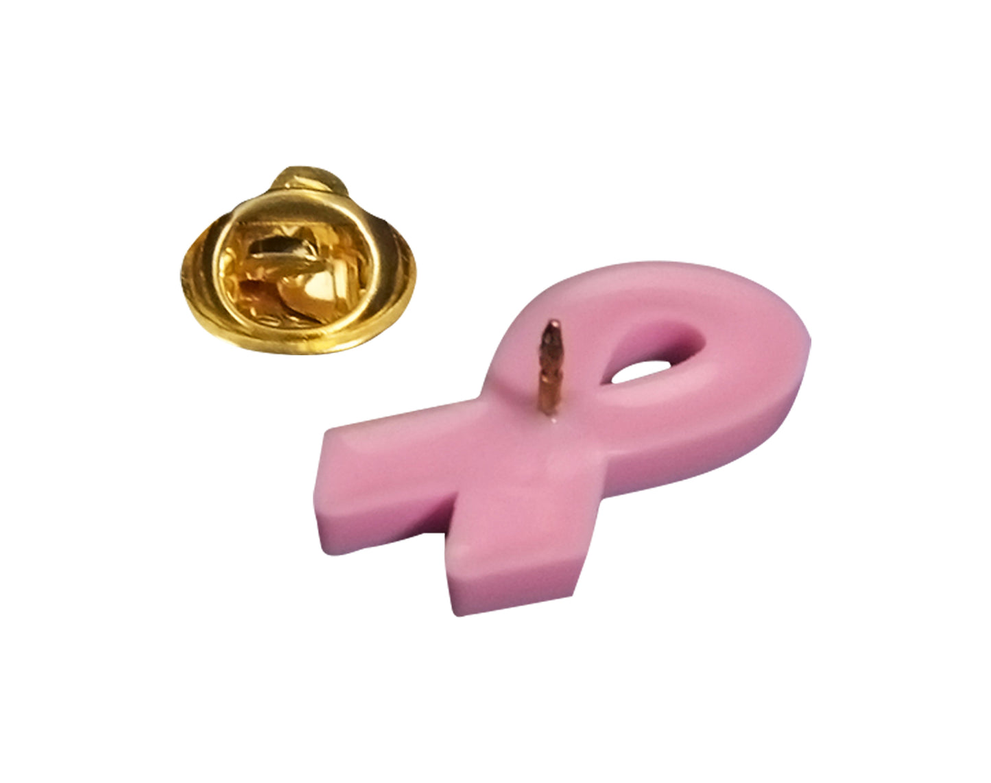 10 Pack Silicone Pink Ribbon Pins