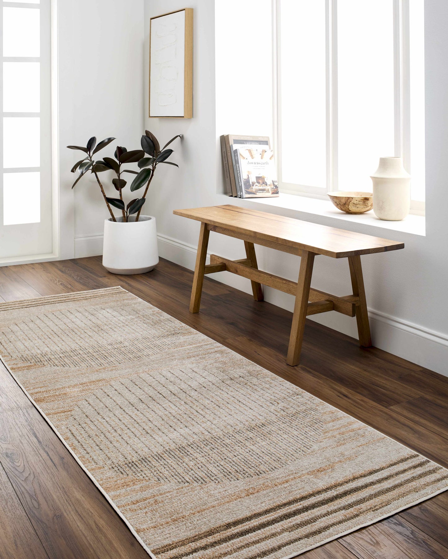 Thad Beige Washable Area Rug-0