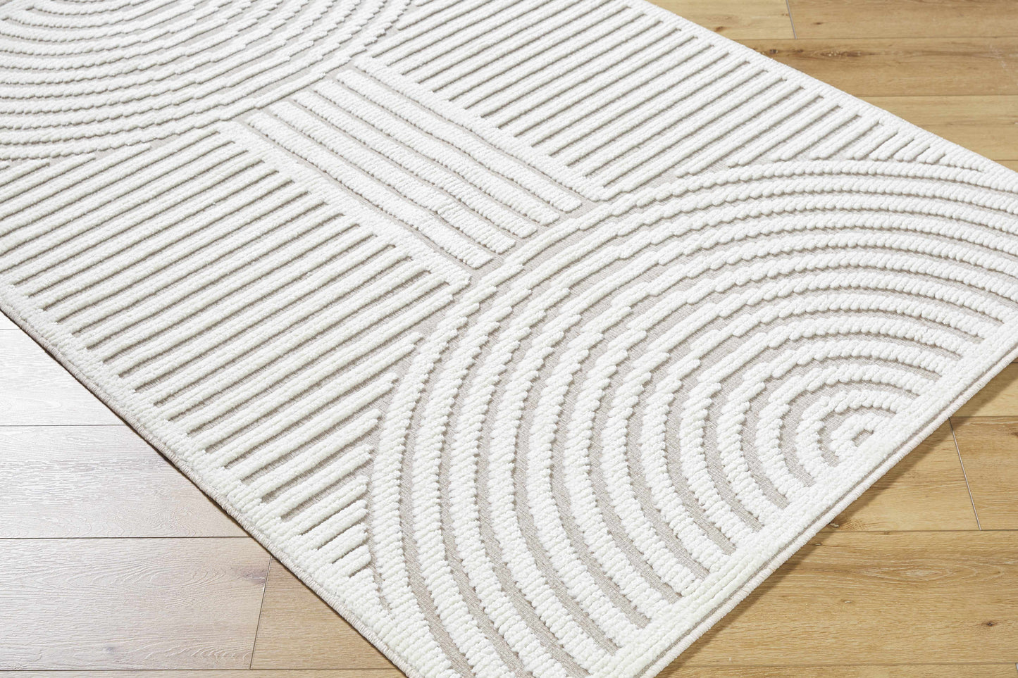 Deron Ivory 3D Rainbow Washable Rug-2