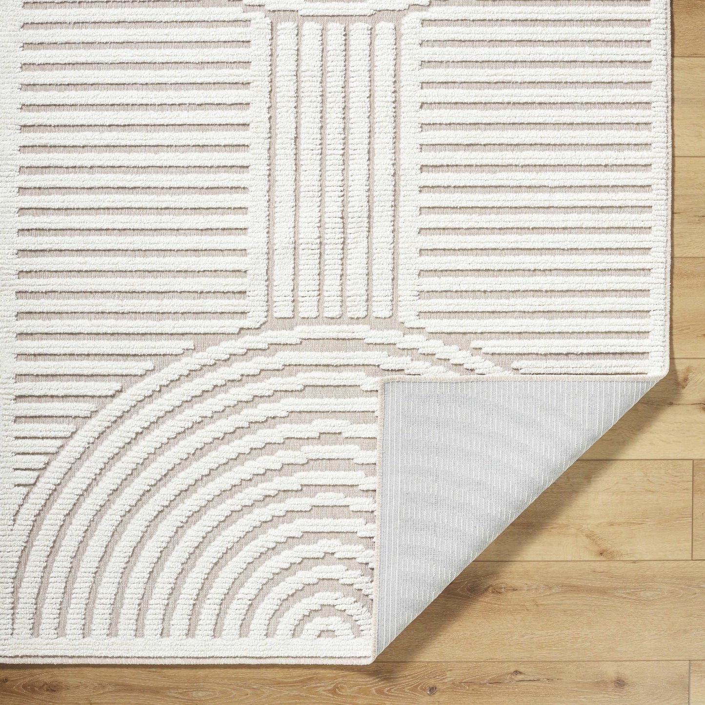 Deron Ivory 3D Rainbow Washable Rug-4