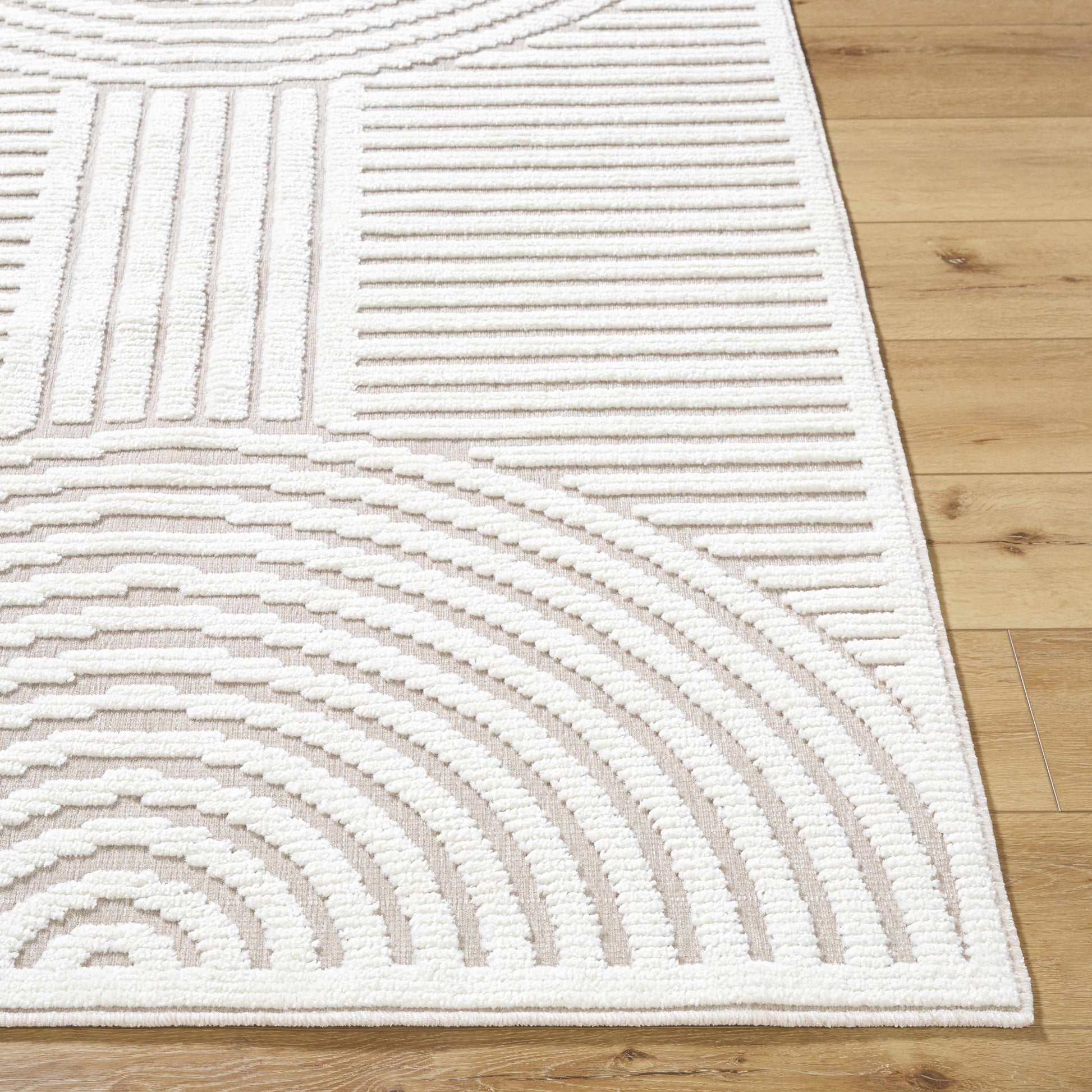 Deron Ivory 3D Rainbow Washable Rug-3