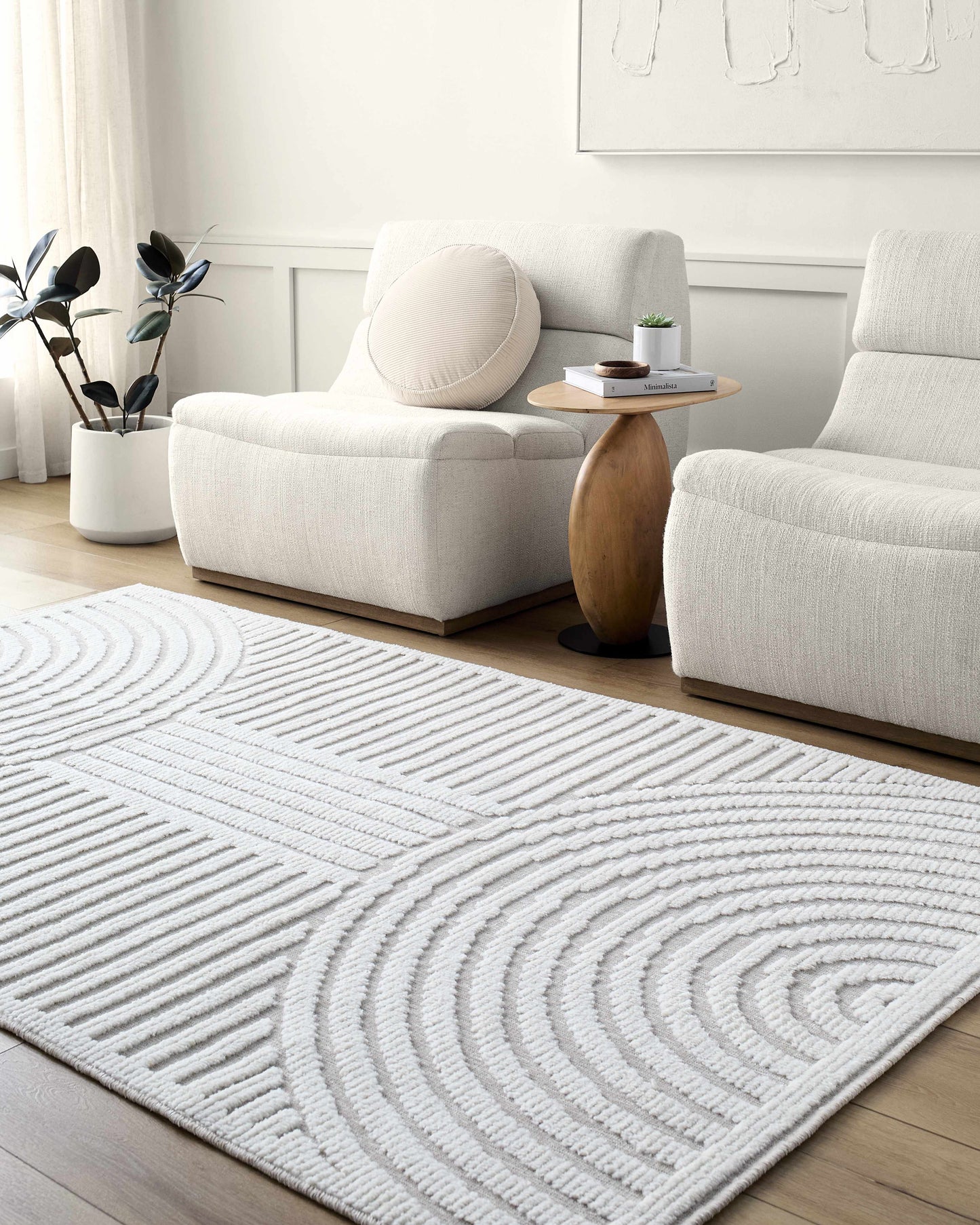 Deron Ivory 3D Rainbow Washable Rug-0