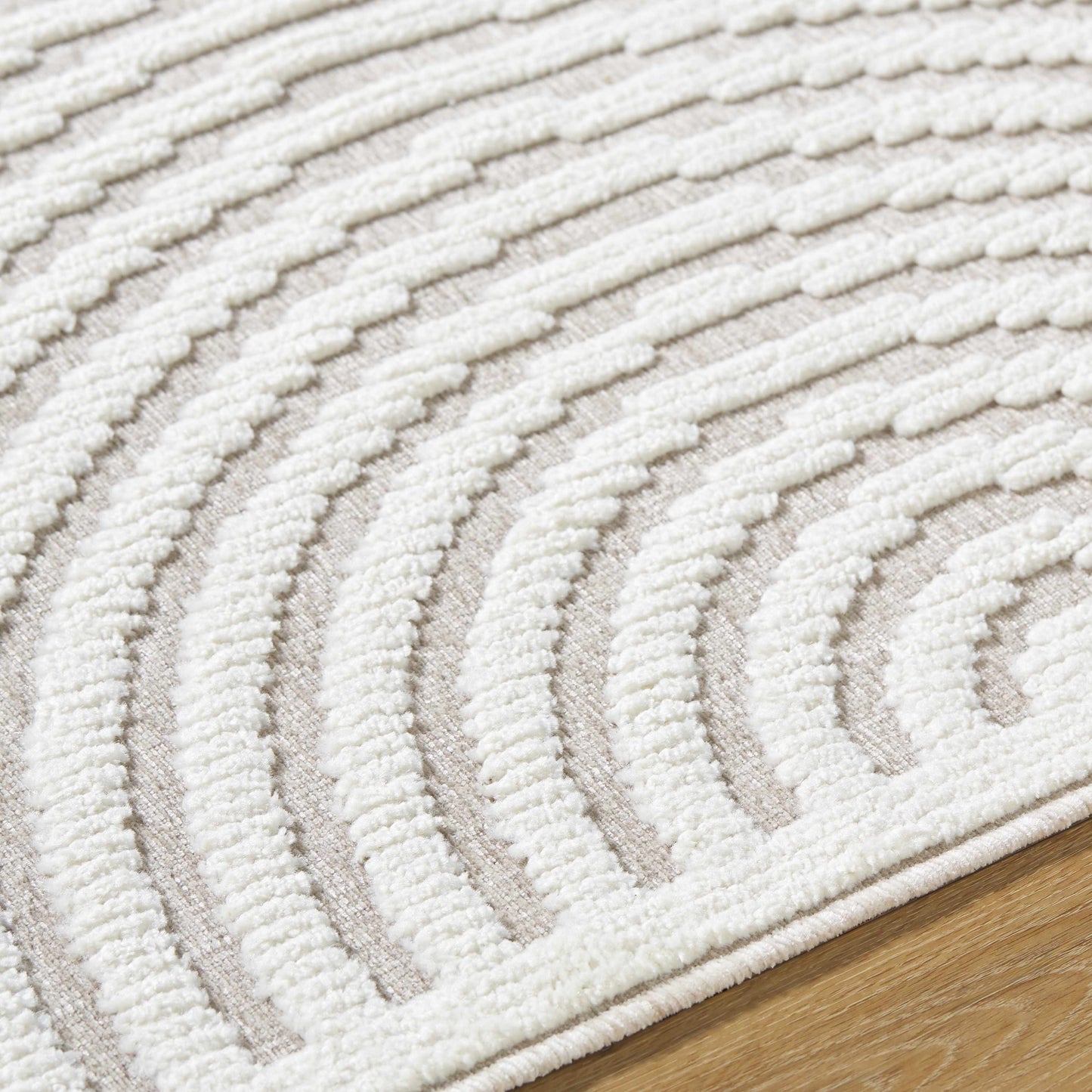 Deron Ivory 3D Rainbow Washable Rug-5
