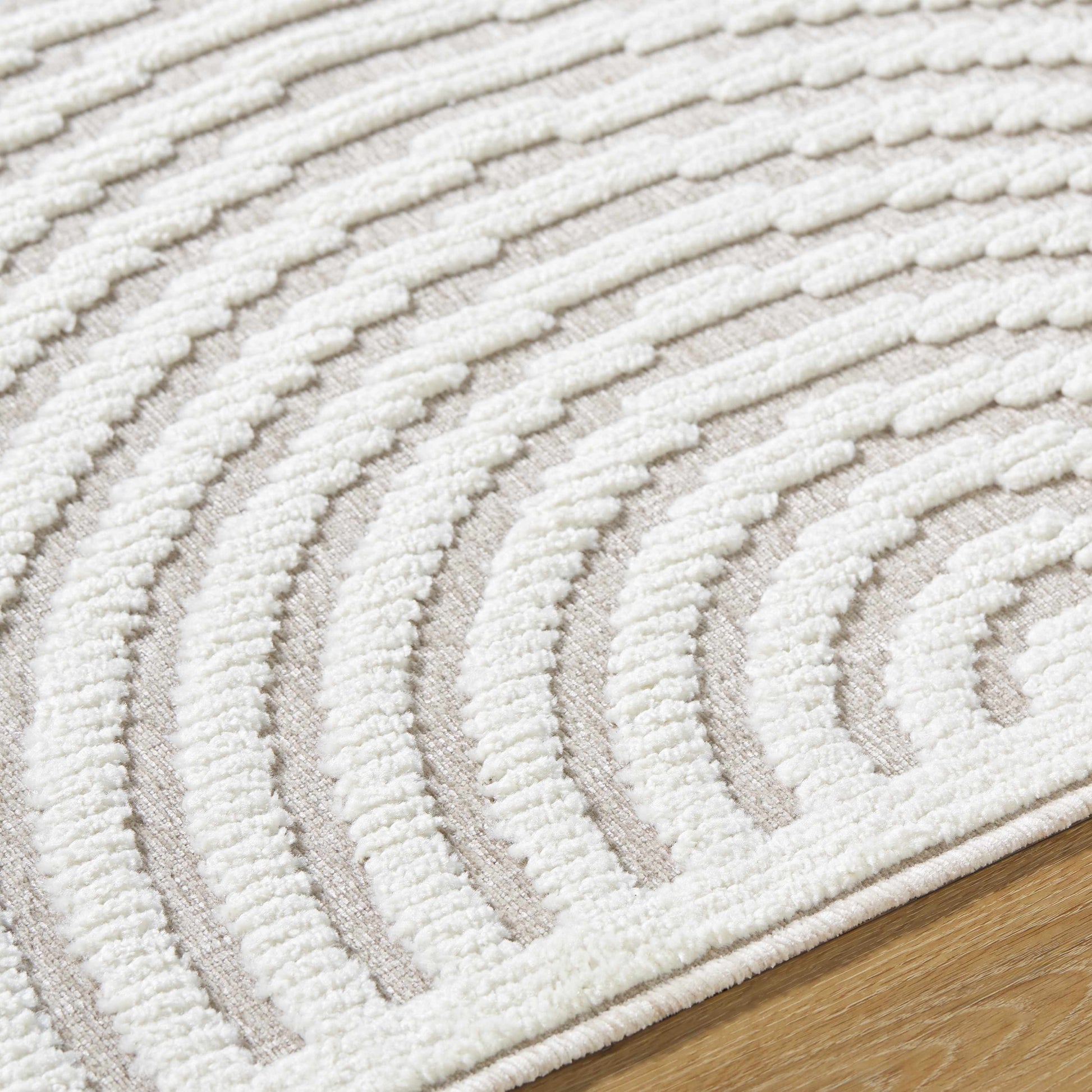 Deron Ivory 3D Rainbow Washable Rug-5