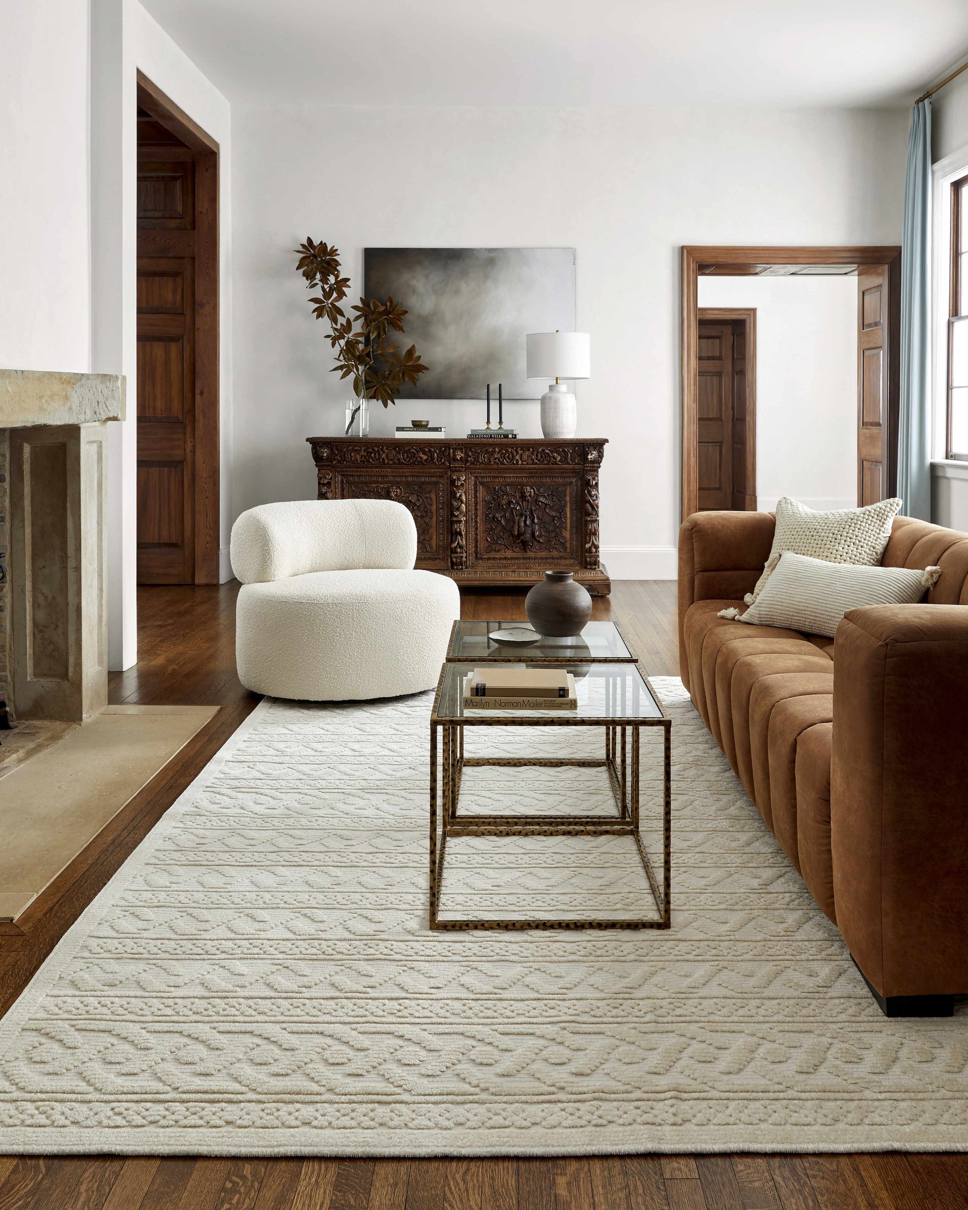 Fadey White 3D Washable Rug-0