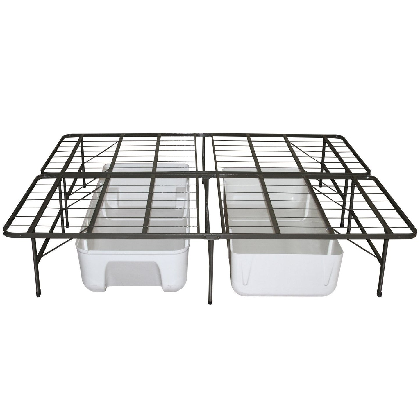 Twin Extra Long Metal Platform Bed Frame with Storage Space-2