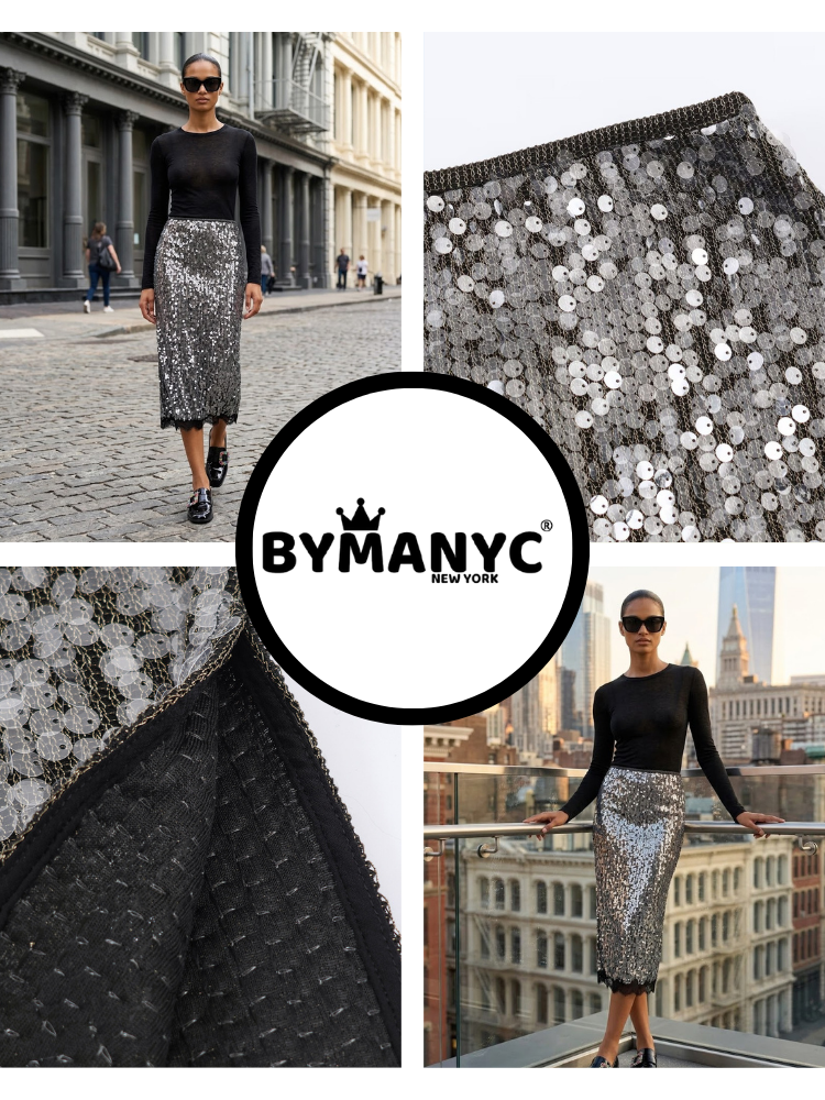 SOHO Women's Sequin & Lace Midi Skirt Prêt-à-Porter BYMANYC ® NY-1