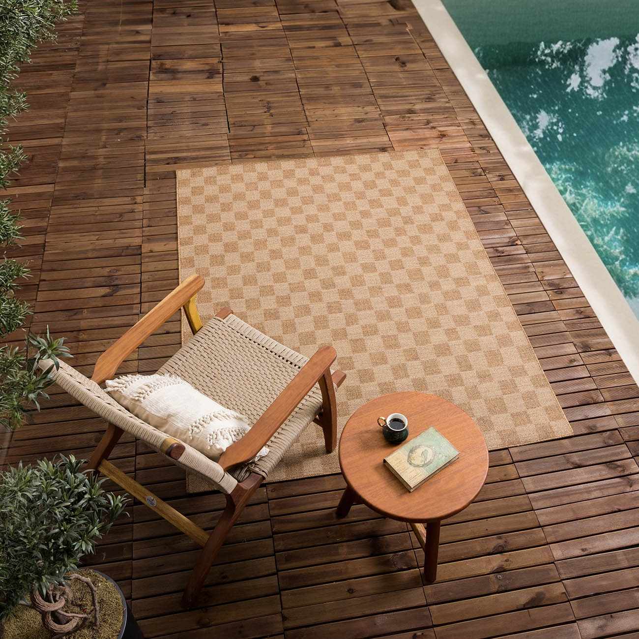 Kuval Checkered Brown Rug-4