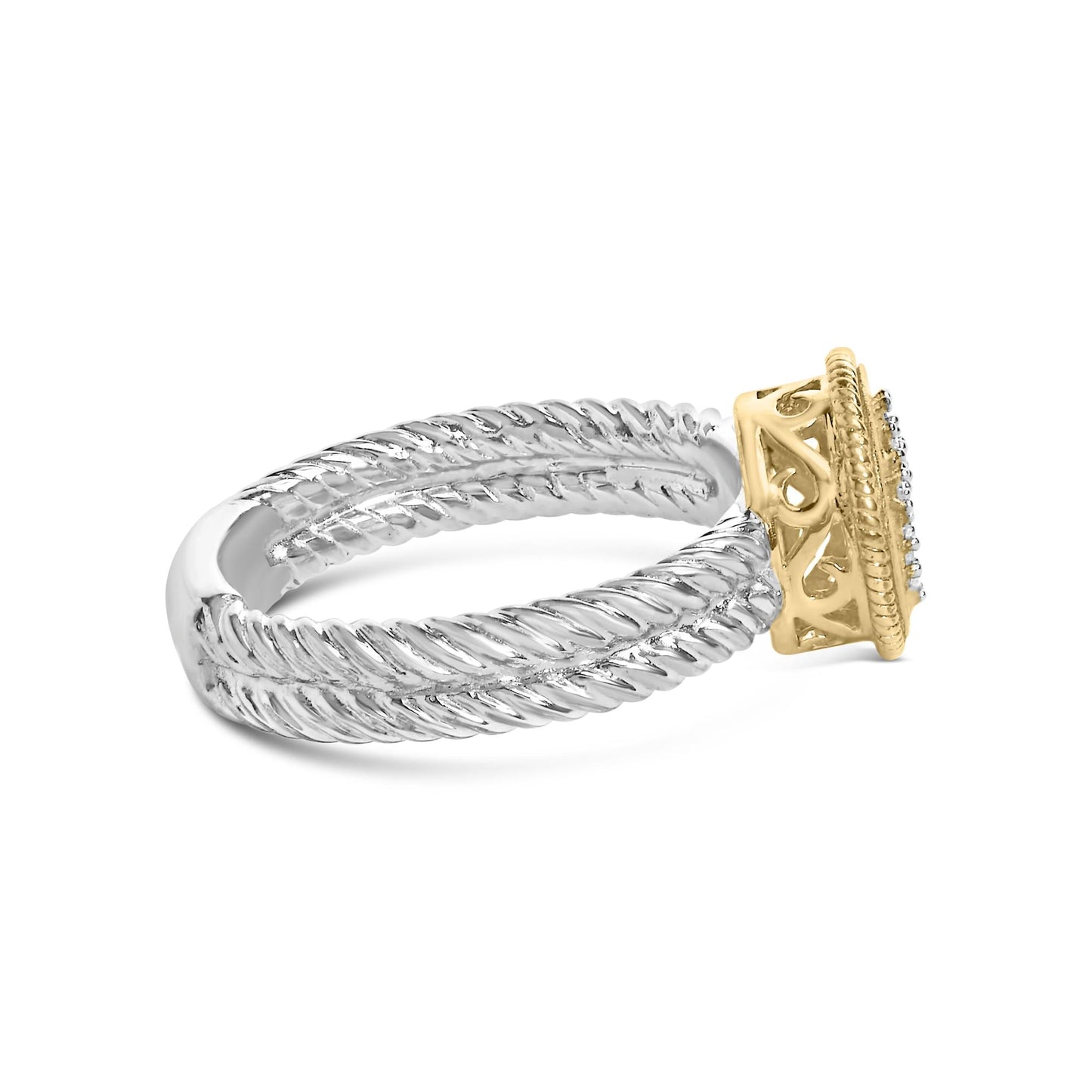 18K Yellow Gold Plated .925 Sterling Silver Diamond Cross Ring with Satin Finish (I-J Color, SI1-SI2 Clarity)-1