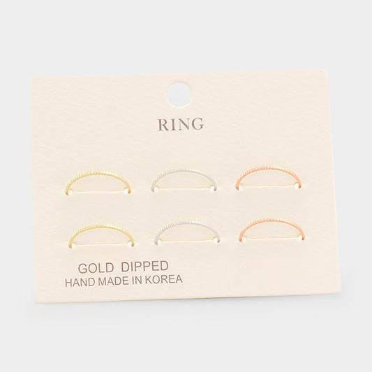 6PCS - Gold Dipped Metal Rings