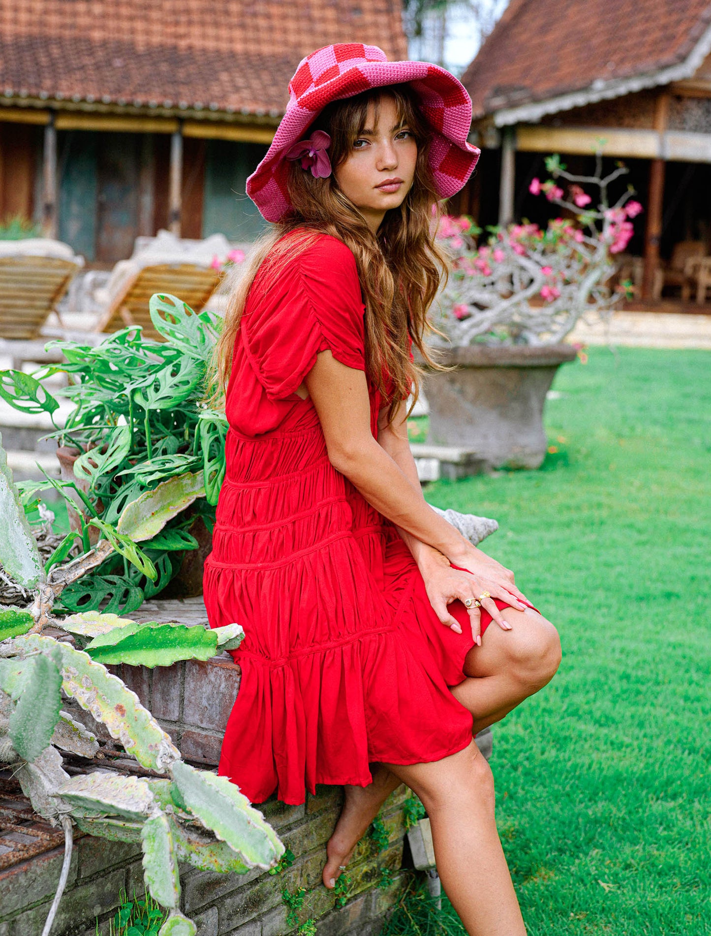 The Srikandi Ruffle Dress In Scarlet Red