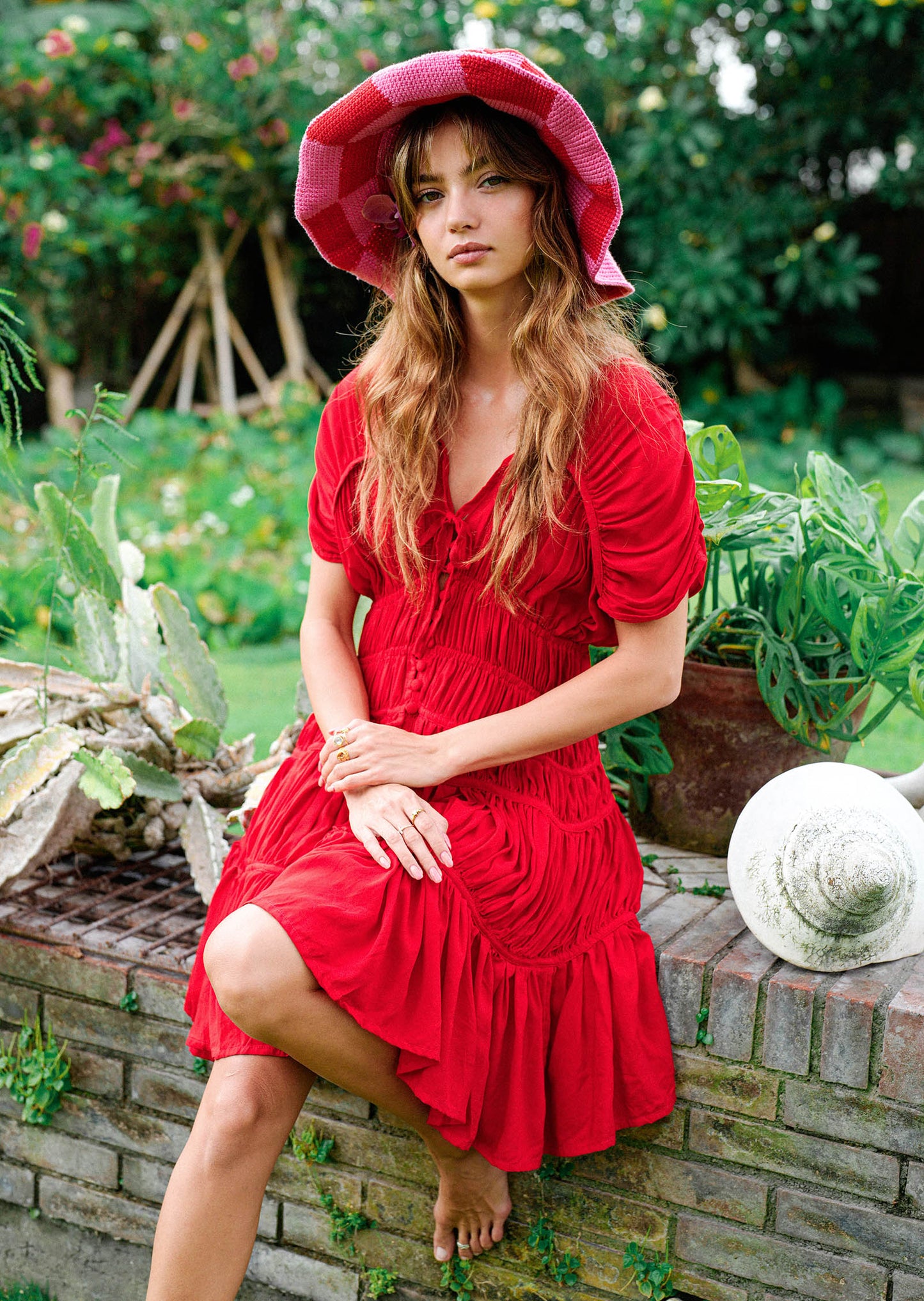 The Srikandi Ruffle Dress In Scarlet Red