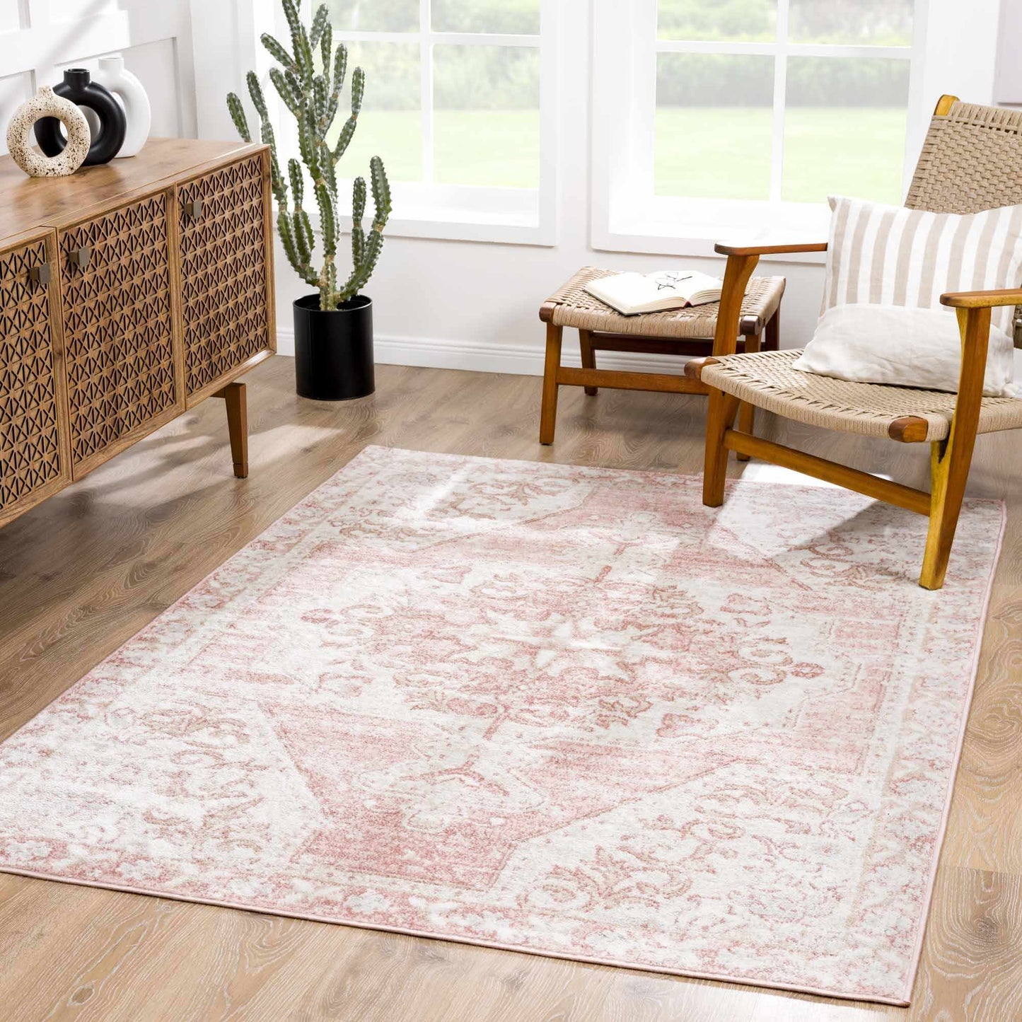 Snead Pink Floral Rug-1
