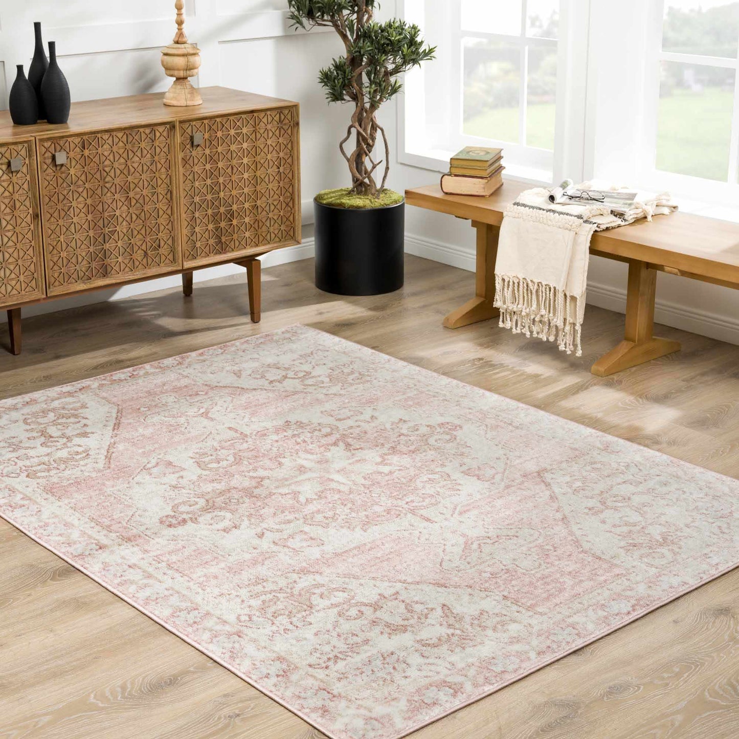Snead Pink Floral Rug-3